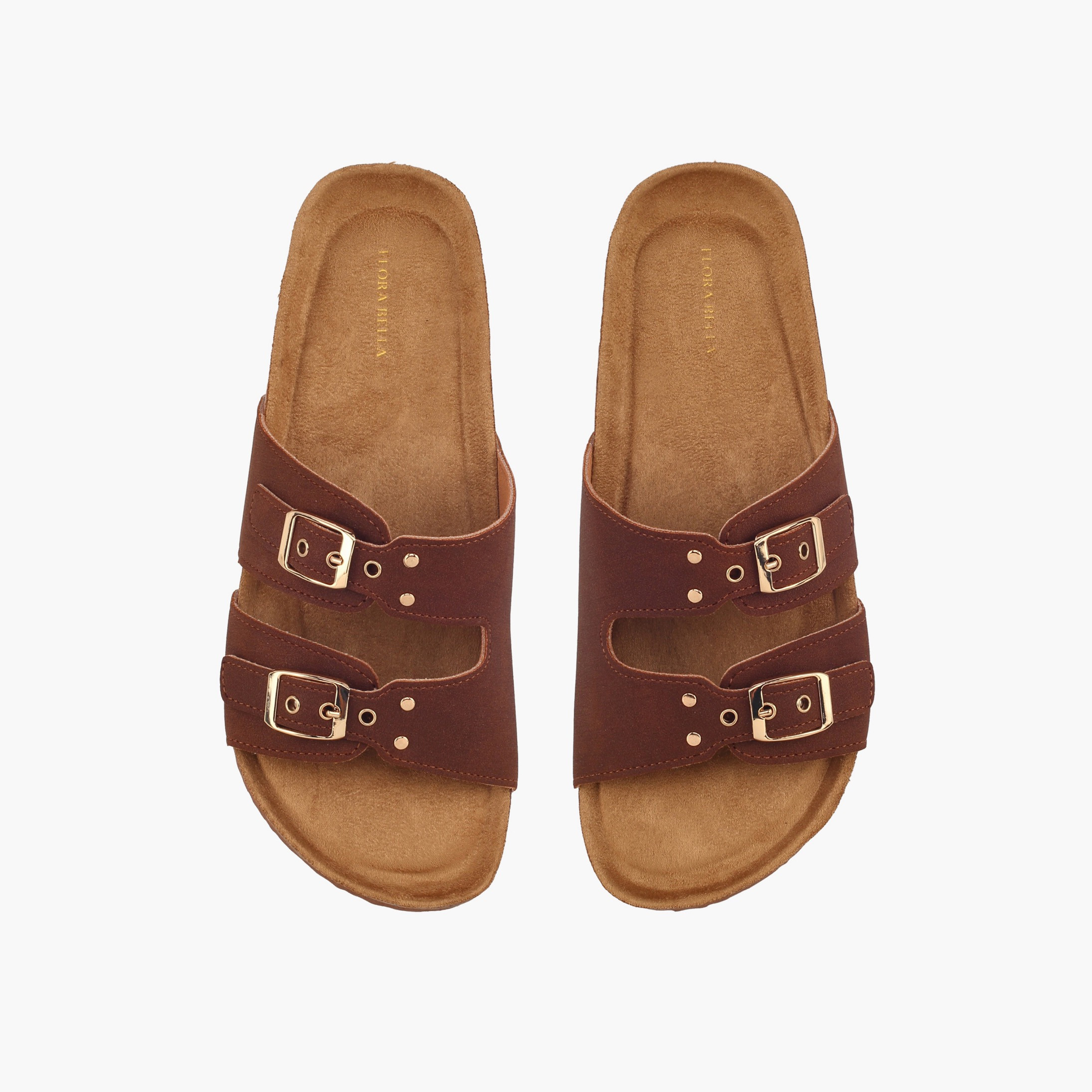 صندل مرصع بحزام مزدوج للنساء من فلورا بيلا-women-shoes-flats-sandals-image-1