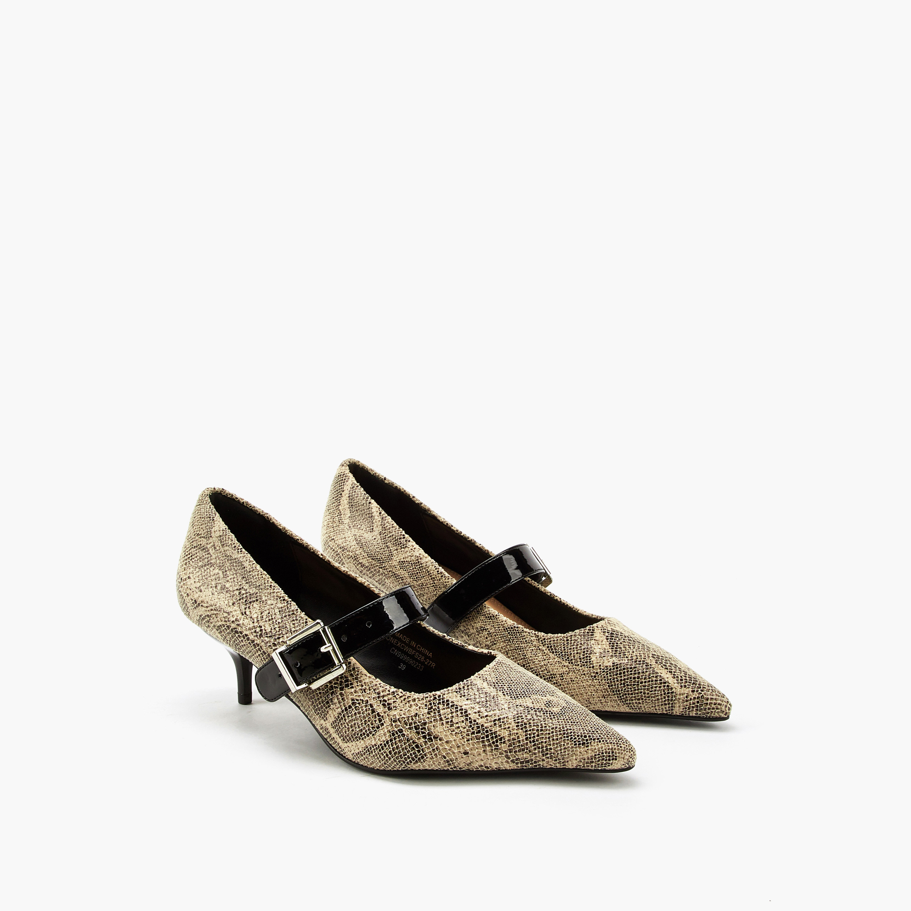حذاء بمقدمة مدببة وكعب صغير وطبعات حيوانات للنساء من سيليست-women-shoes-heels-image-1