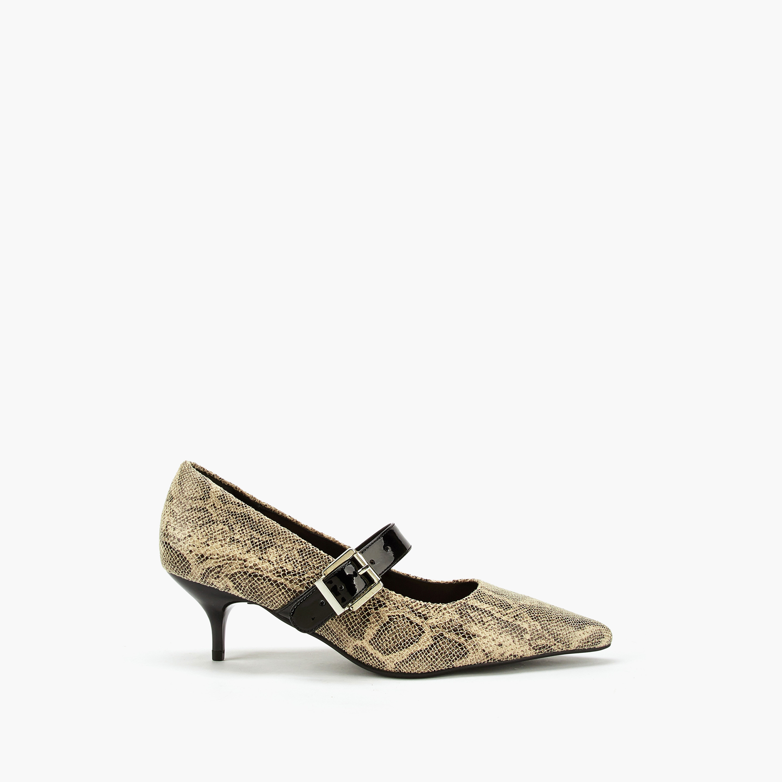 حذاء بمقدمة مدببة وكعب صغير وطبعات حيوانات للنساء من سيليست-women-shoes-heels-image-2