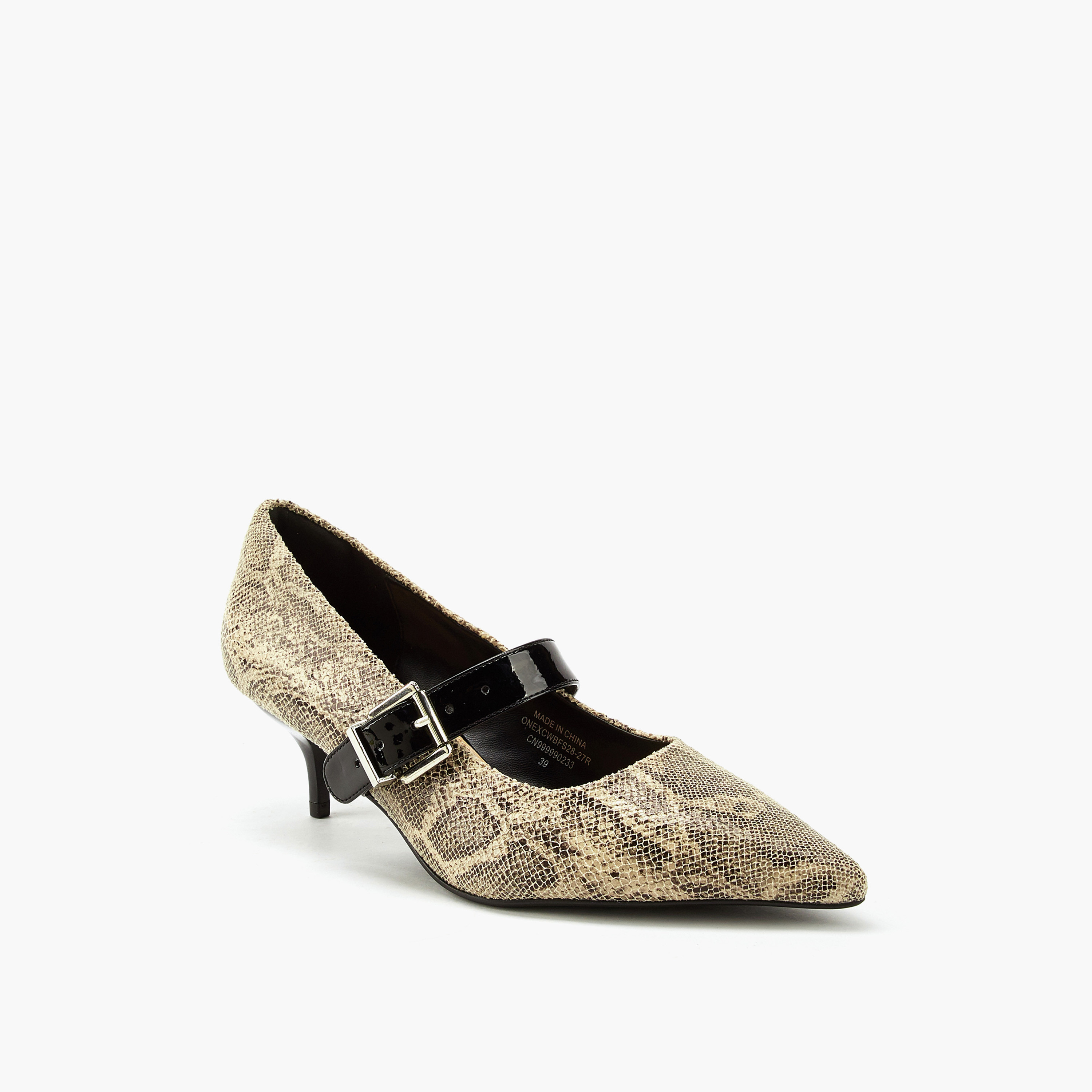 حذاء بمقدمة مدببة وكعب صغير وطبعات حيوانات للنساء من سيليست-women-shoes-heels-image-3