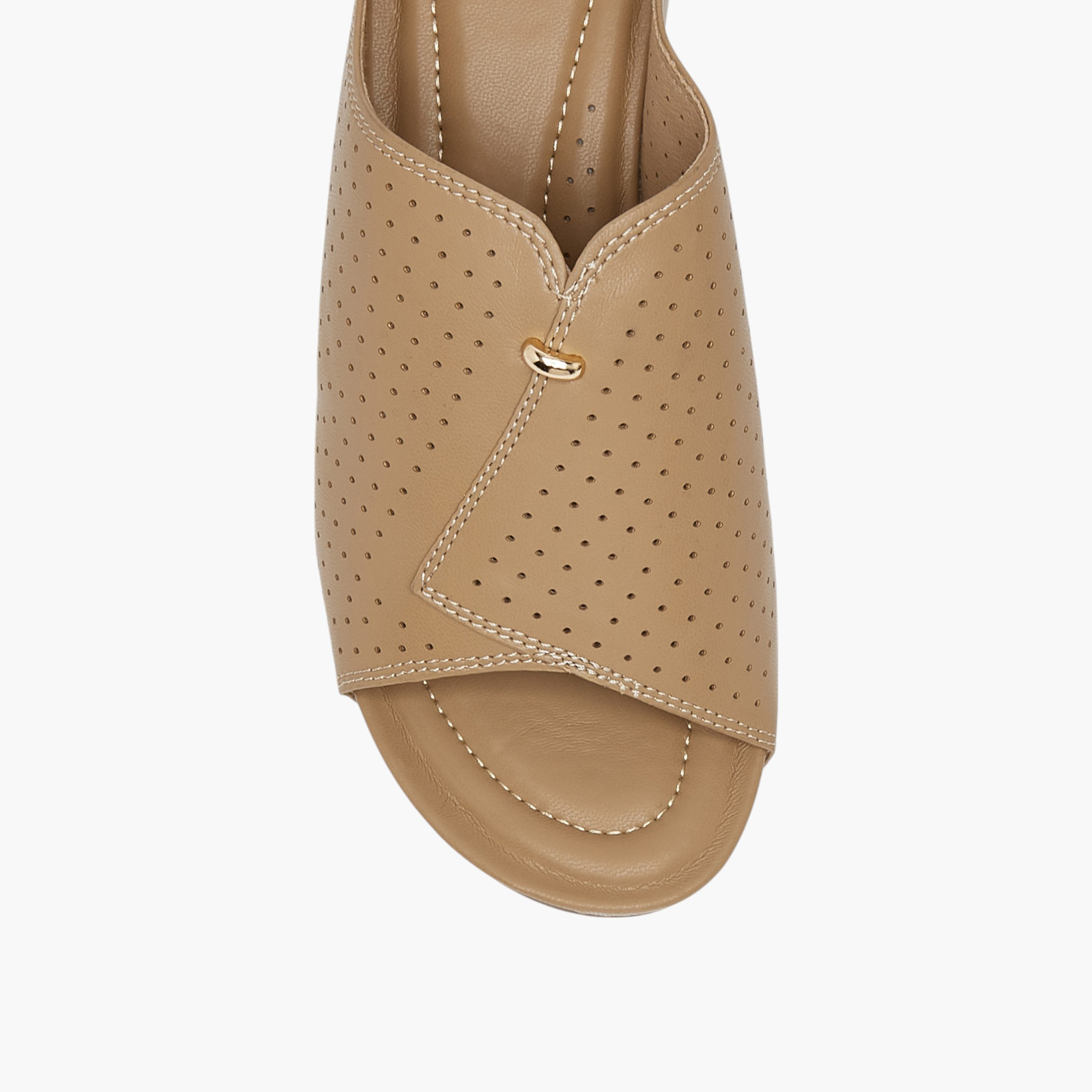 Paprika Women's Perforated Slip-On Peep Toe Sandals with Wedge Heels-women-shoes-sandals-heeled-image-5