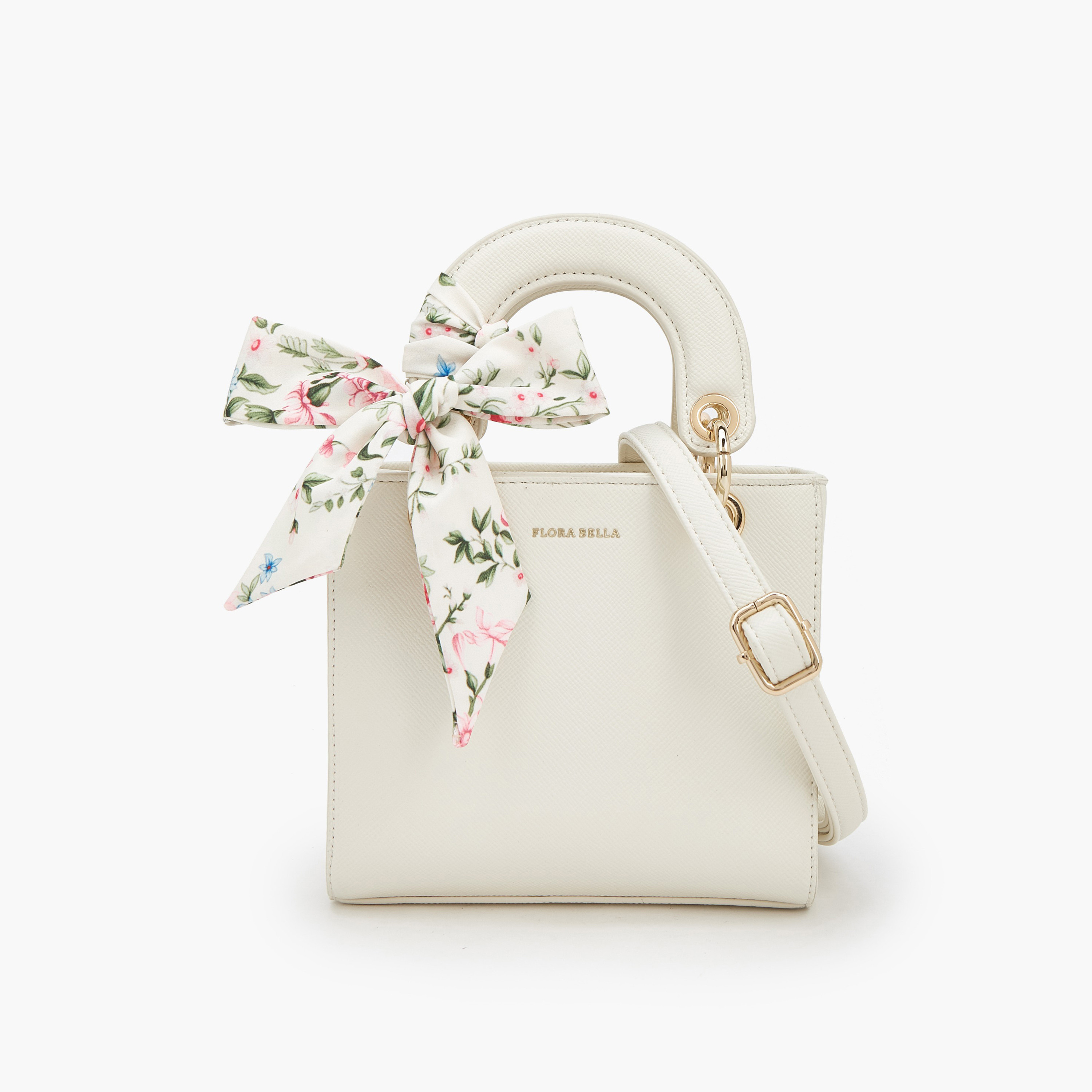 Flora Bella Textured Satchel Bag with Scarf Detail-women-bagsandwallets-handbags-image-1