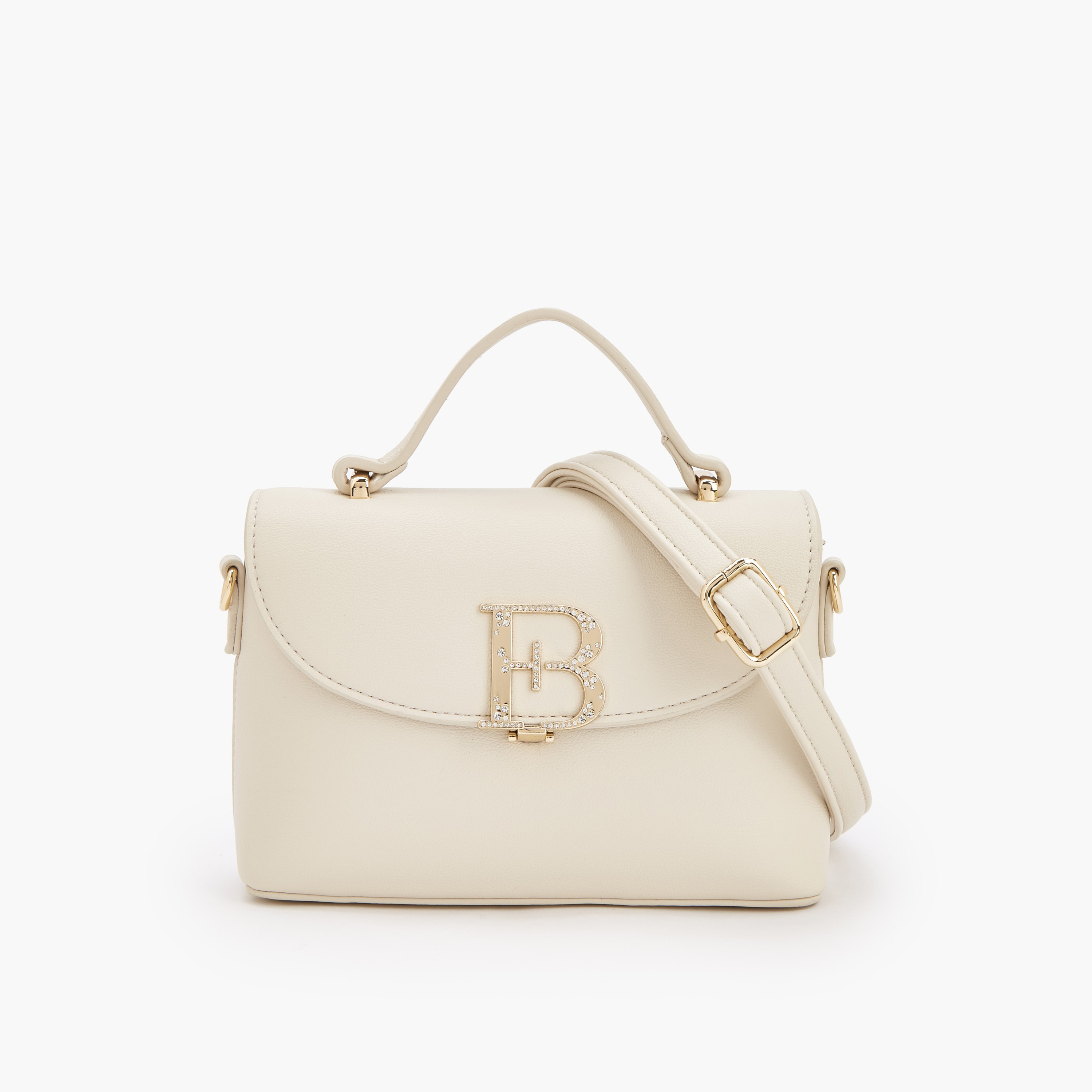 Flora Bella Solid Satchel Bag with Detachable Strap and Flap Closure-women-bagsandwallets-handbags-image-1