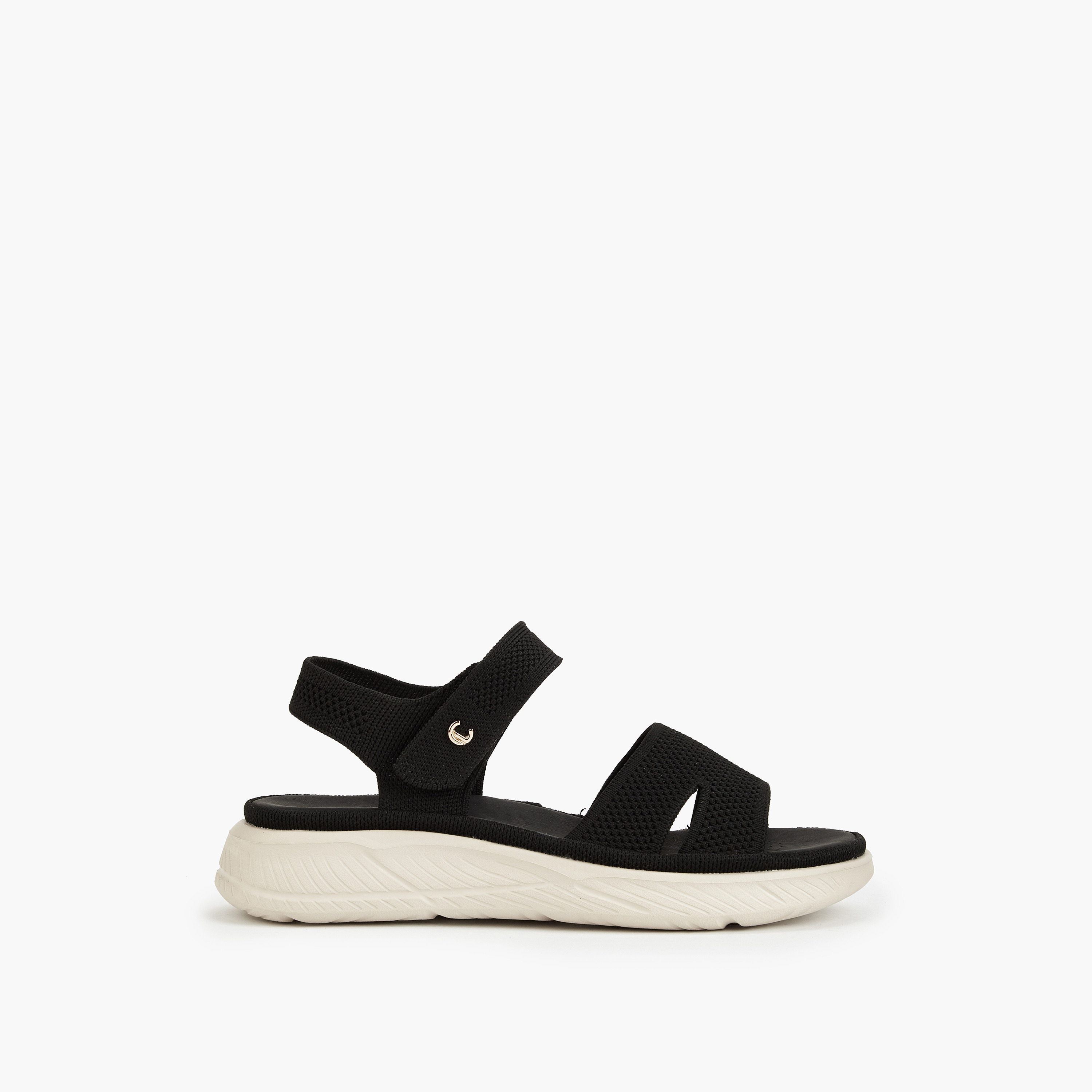 Le Confort Flyknit Textured Sandals with Hook and Loop Closure-women-shoes-sandals-heeled-image-2