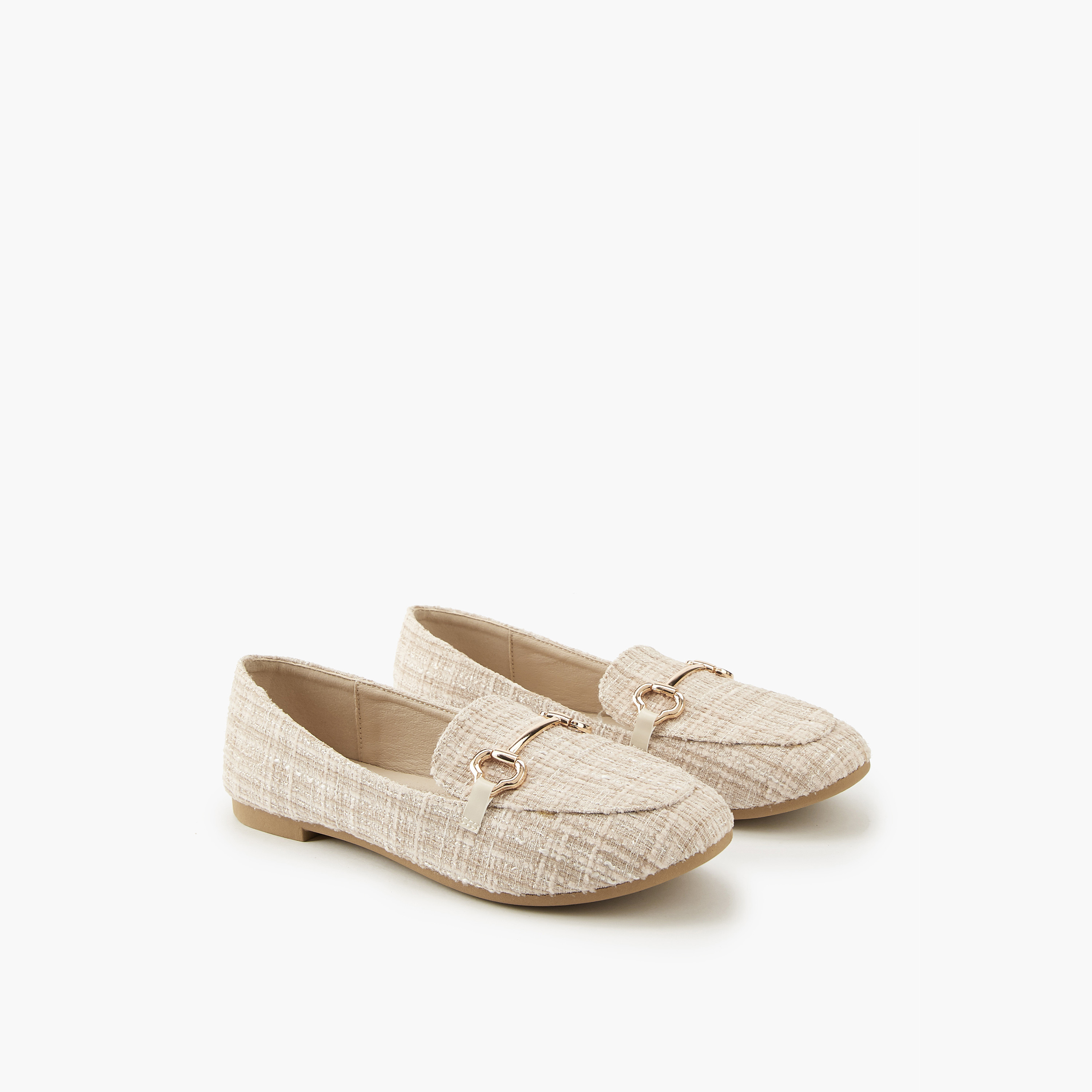 Flora Bella Textured Slip-On Loafers with Metallic Accent-women-shoes-loafersandmoccasins-image-1