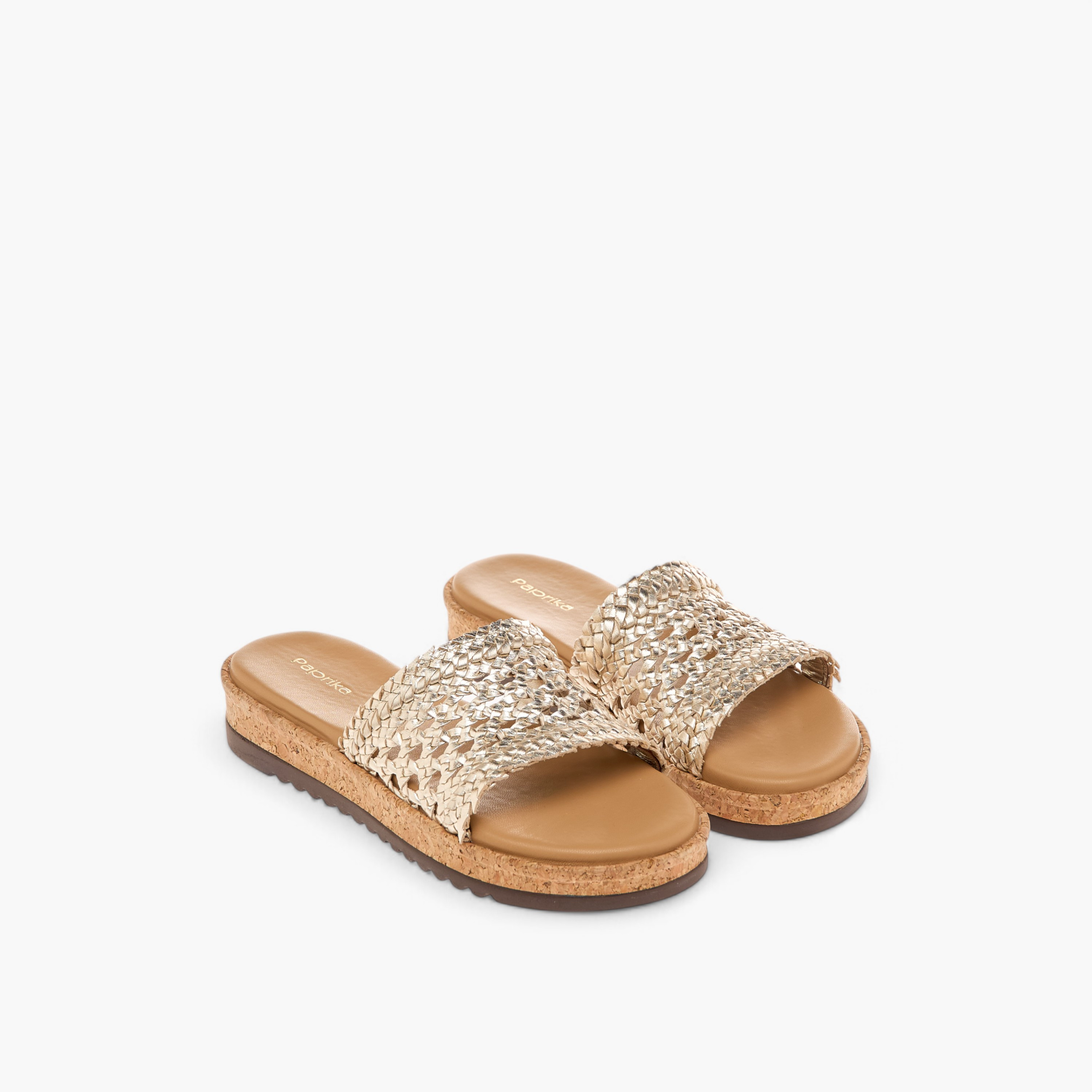 Paprika Braid Textured Slip-On Comfort Sandals-women-shoes-flats-sandals-image-1