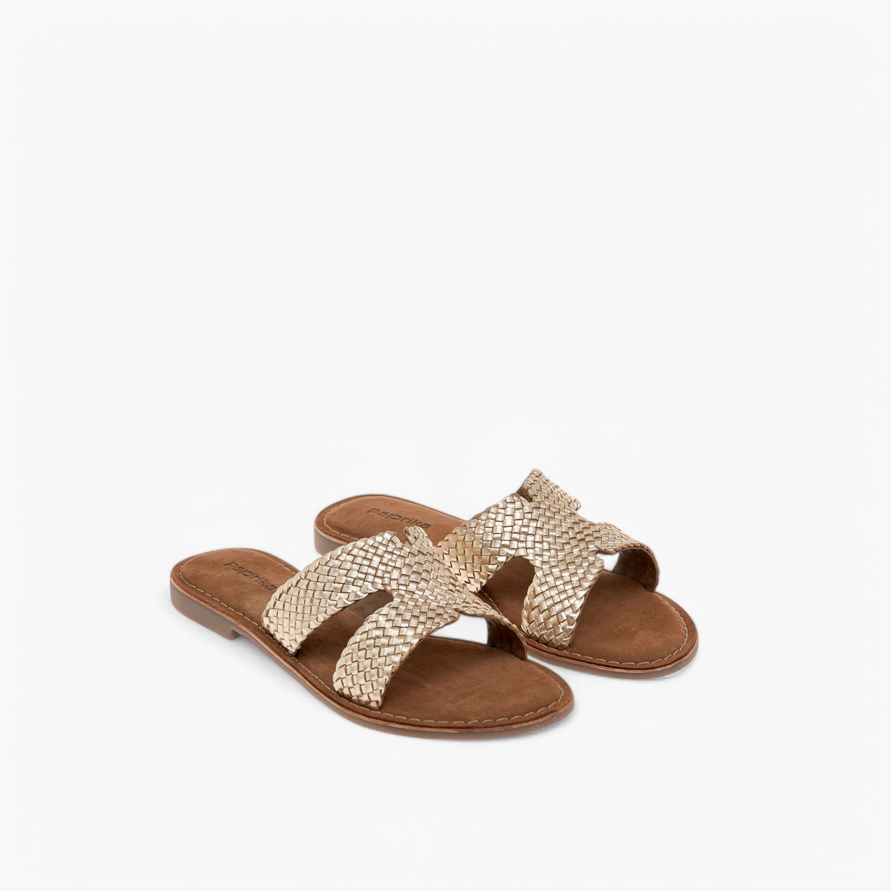 Paprika Textured Leather Slip-On Flat Sandals-women-shoes-flats-sandals-image-1