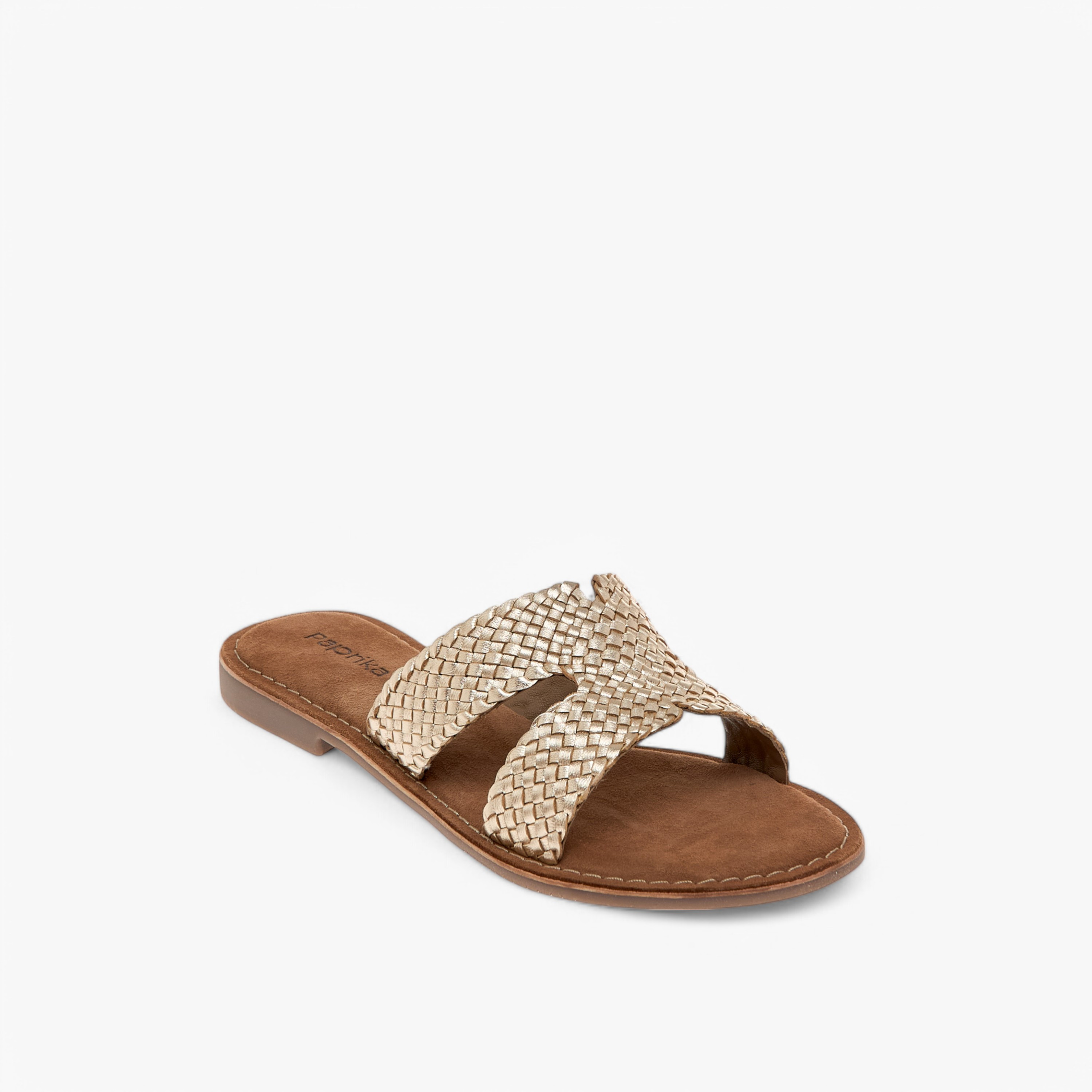 Paprika Textured Leather Slip-On Flat Sandals-women-shoes-flats-sandals-image-2