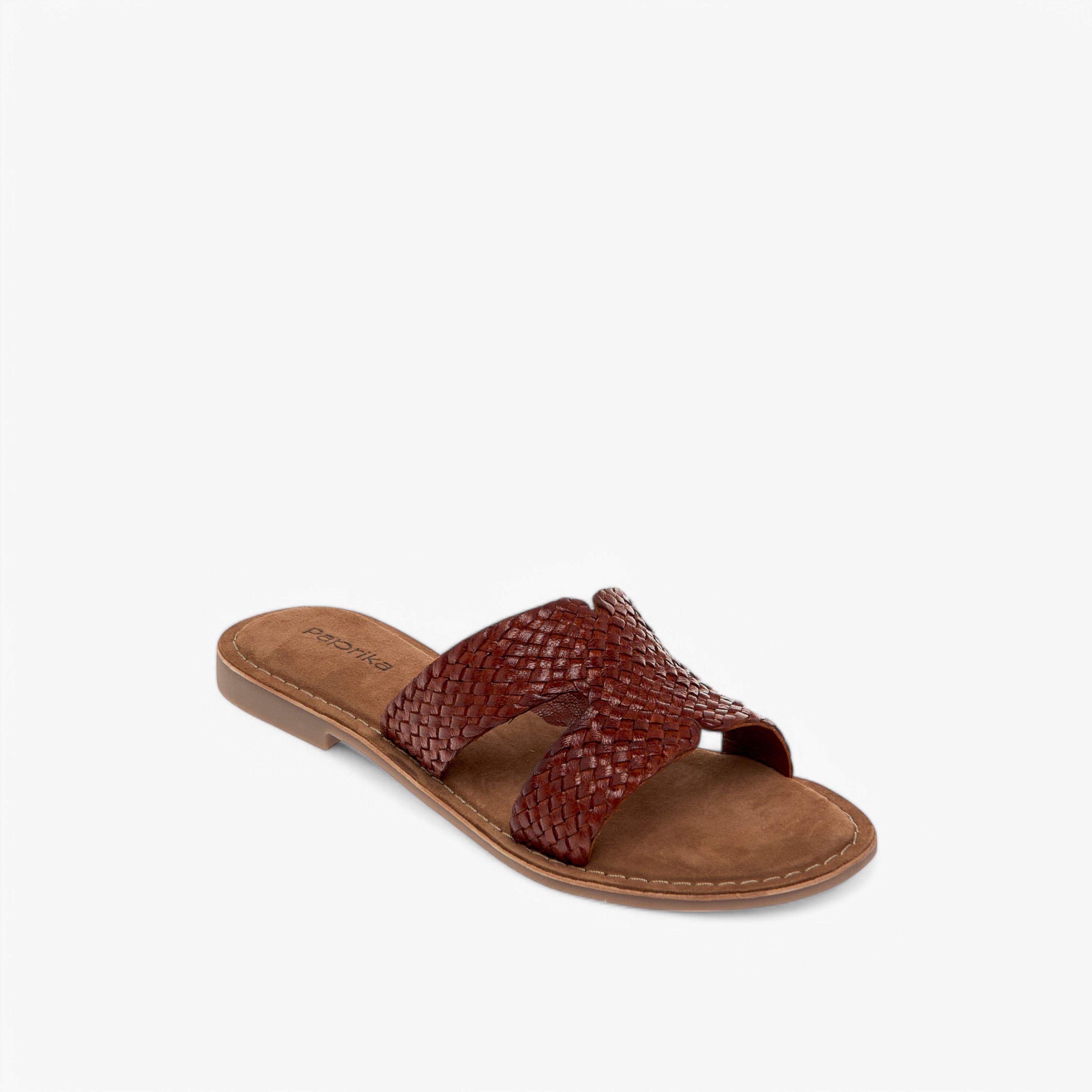 Paprika Textured Leather Slip-On Flat Sandals-women-shoes-flats-sandals-image-2