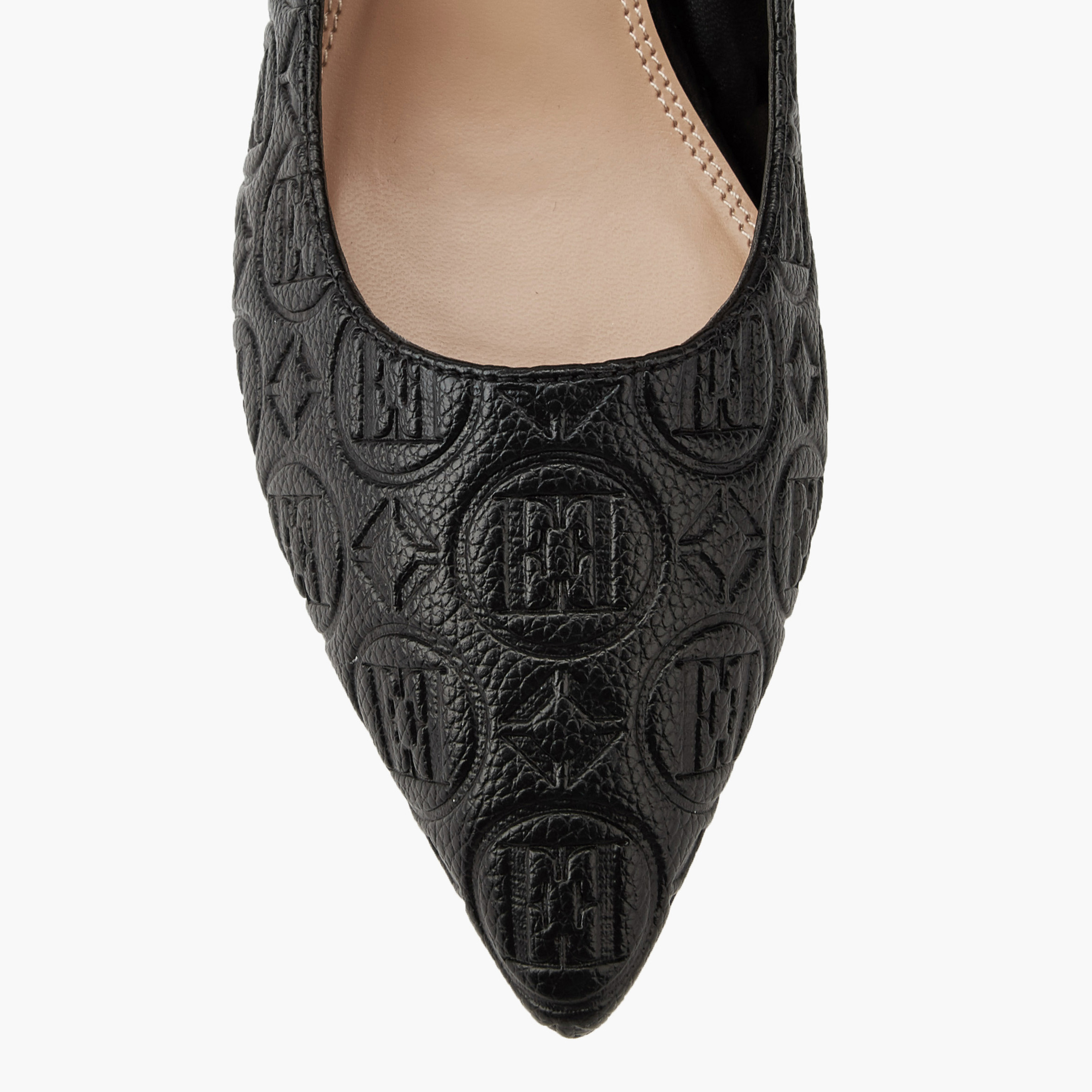Elle Women's Monogram Embossed Shoes with Kitten Heels-women-shoes-sandals-heeled-image-4