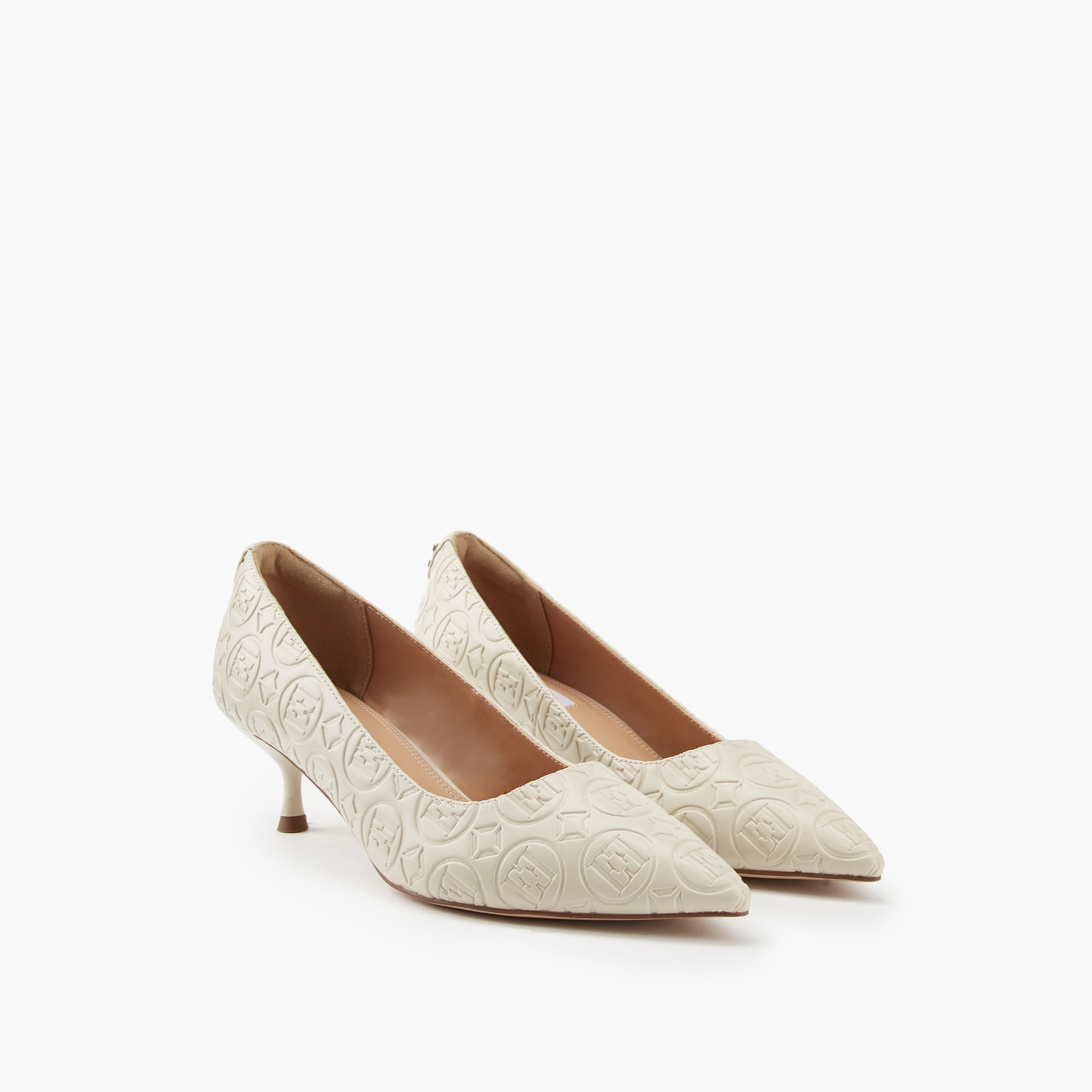 Elle Women's Monogram Embossed Shoes with Kitten Heels-women-shoes-sandals-heeled-image-1