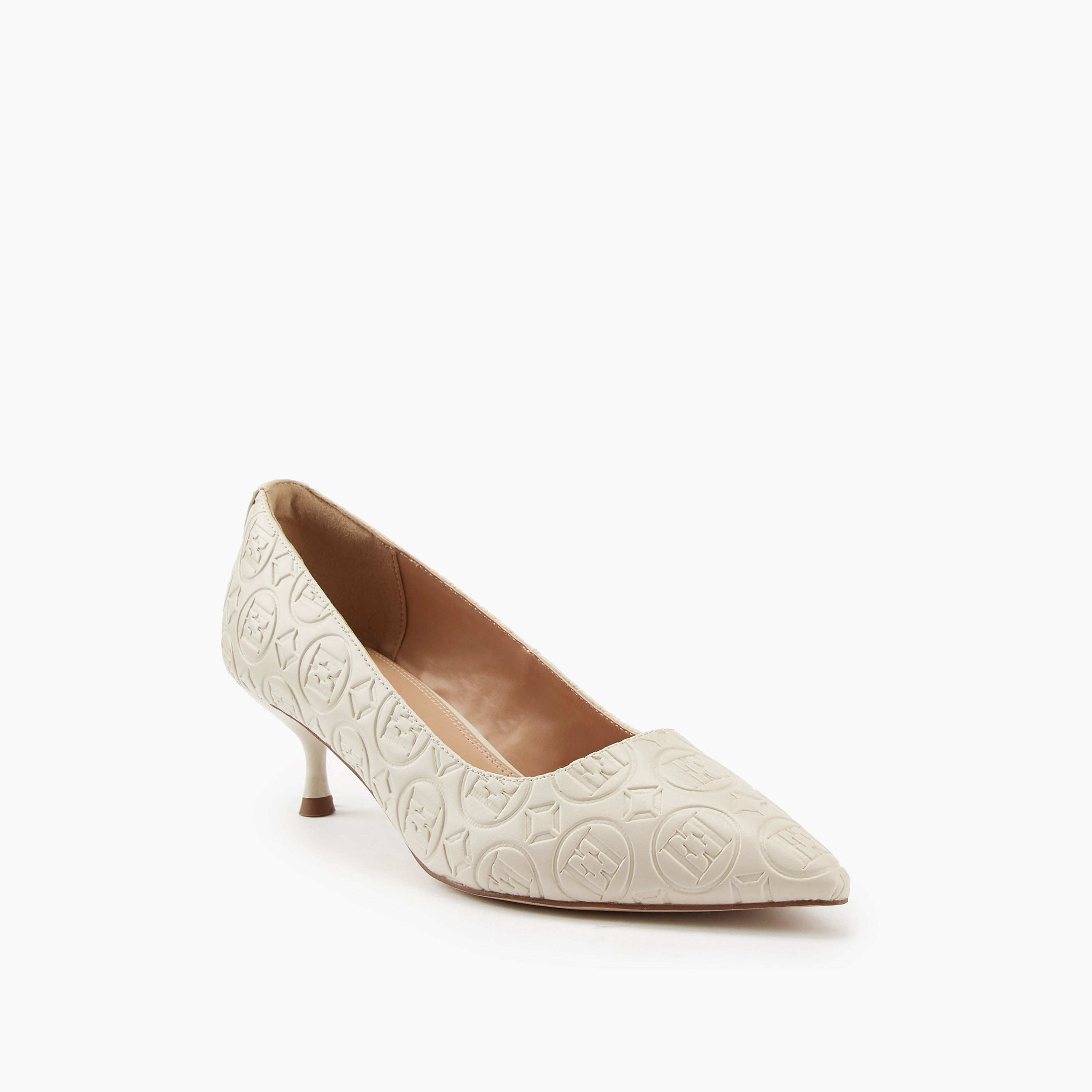 Elle Women's Monogram Embossed Shoes with Kitten Heels-women-shoes-sandals-heeled-image-3