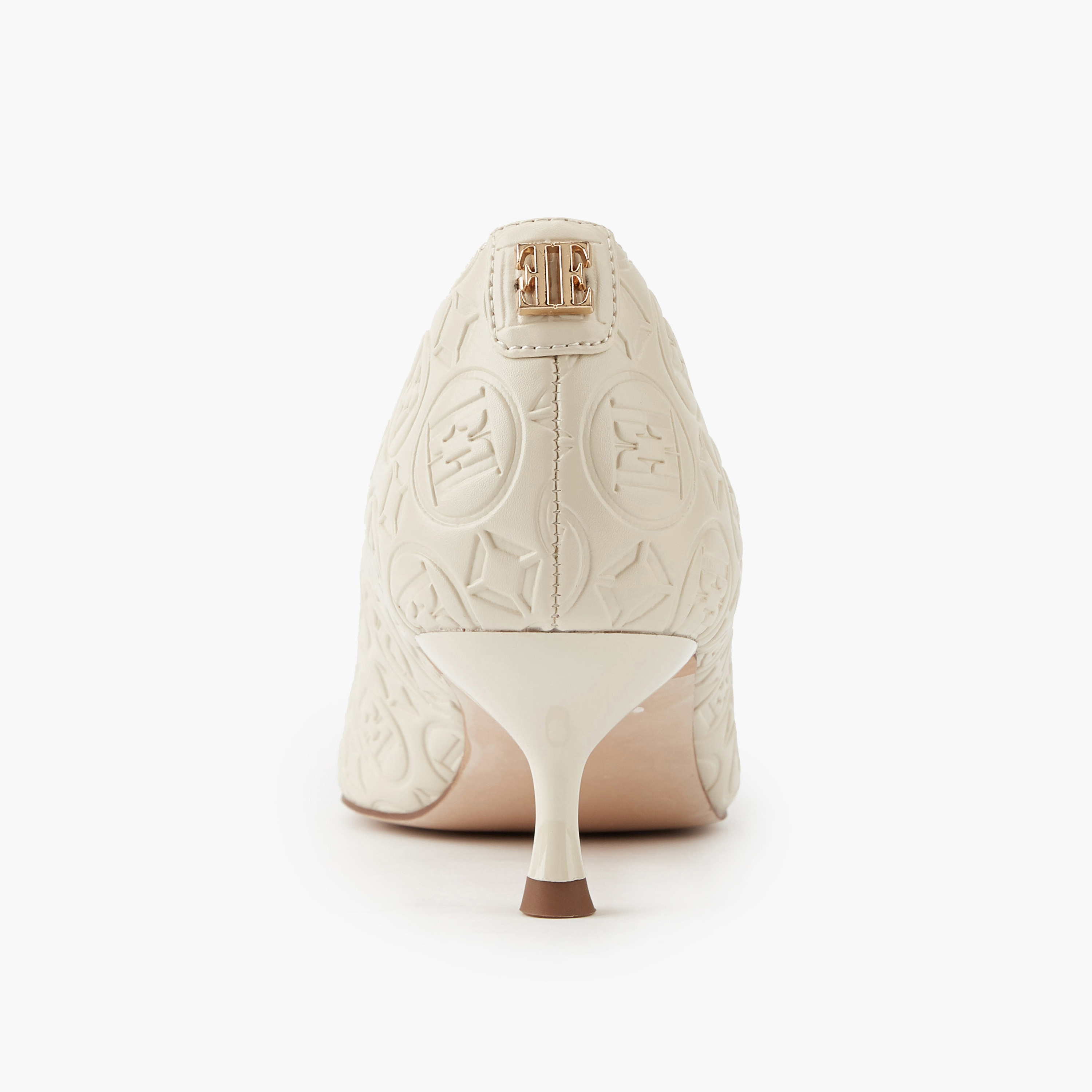 Elle Women's Monogram Embossed Shoes with Kitten Heels-women-shoes-sandals-heeled-image-5