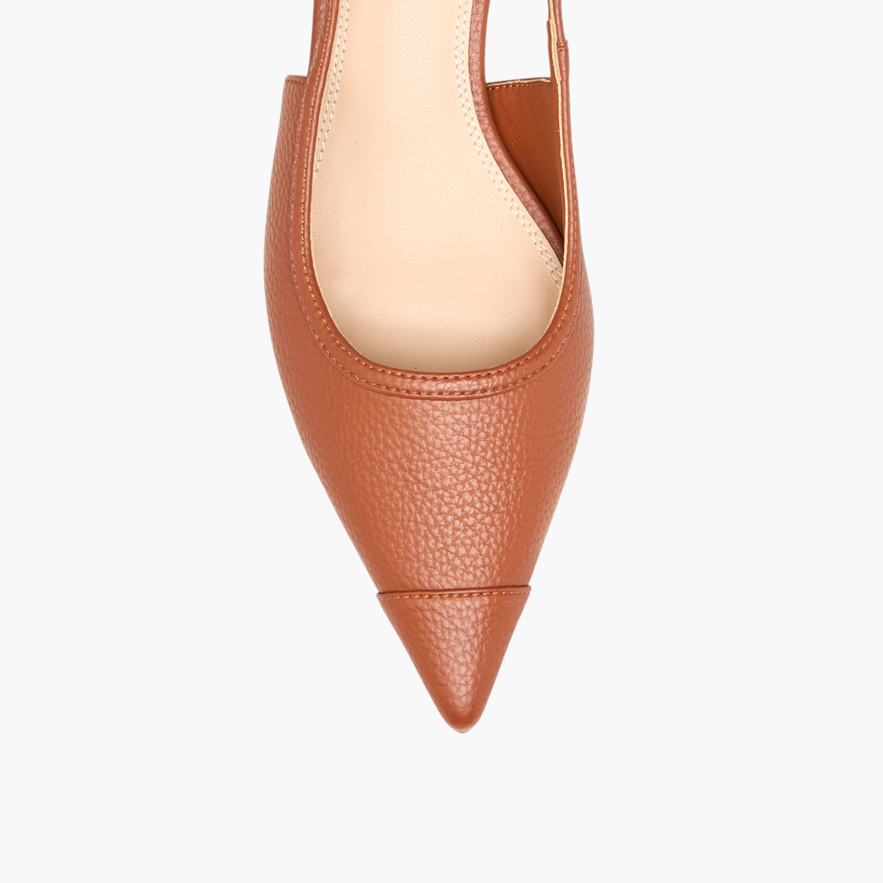 Paprika Textured Pointed Toe Shoes with Buckle Closure and Kitten Heels-women-shoes-sandals-heeled-image-4