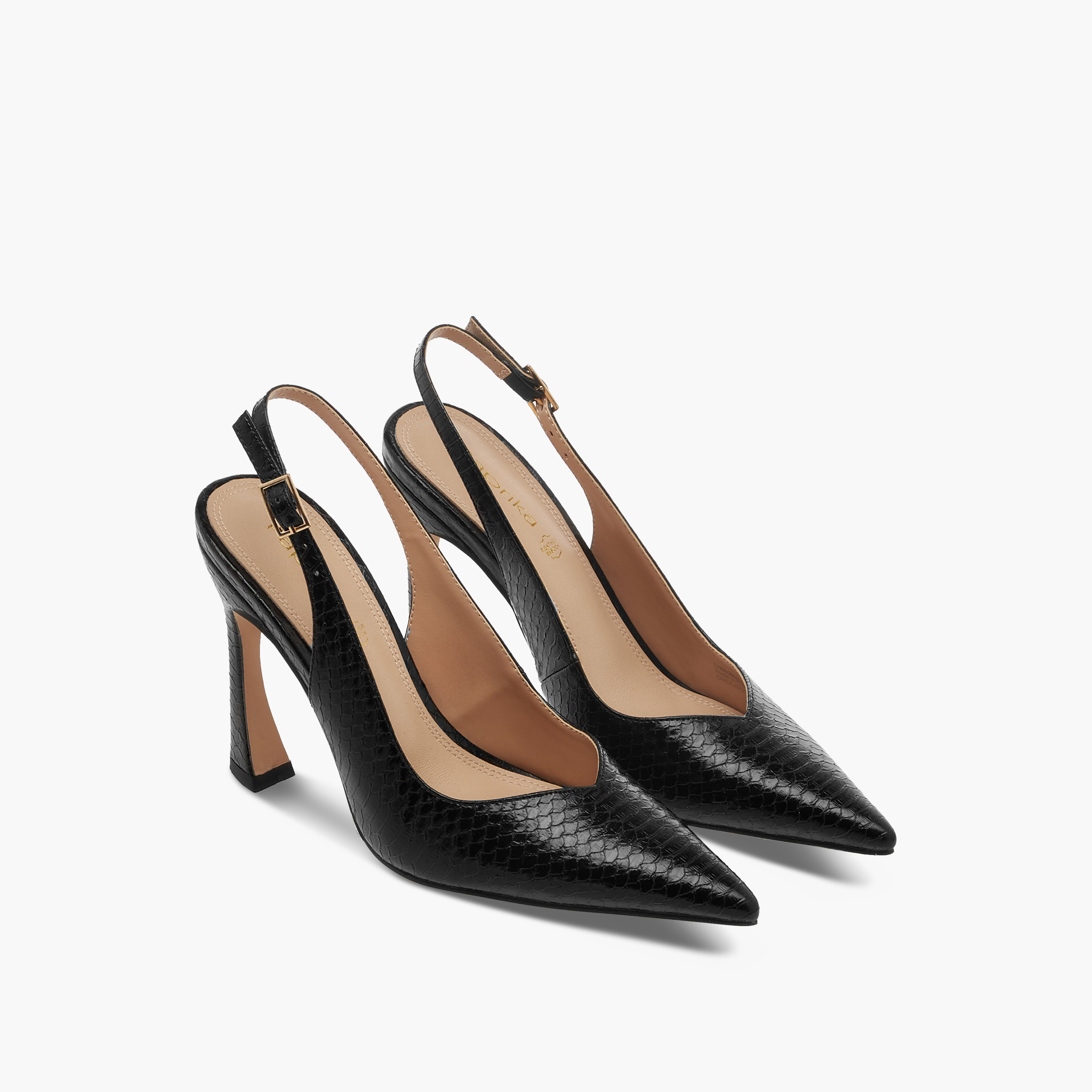 Paprika Pointed Toe Slingback Shoes with Buckle Closure and Stiletto Heels-women-shoes-sandals-heeled-image-1