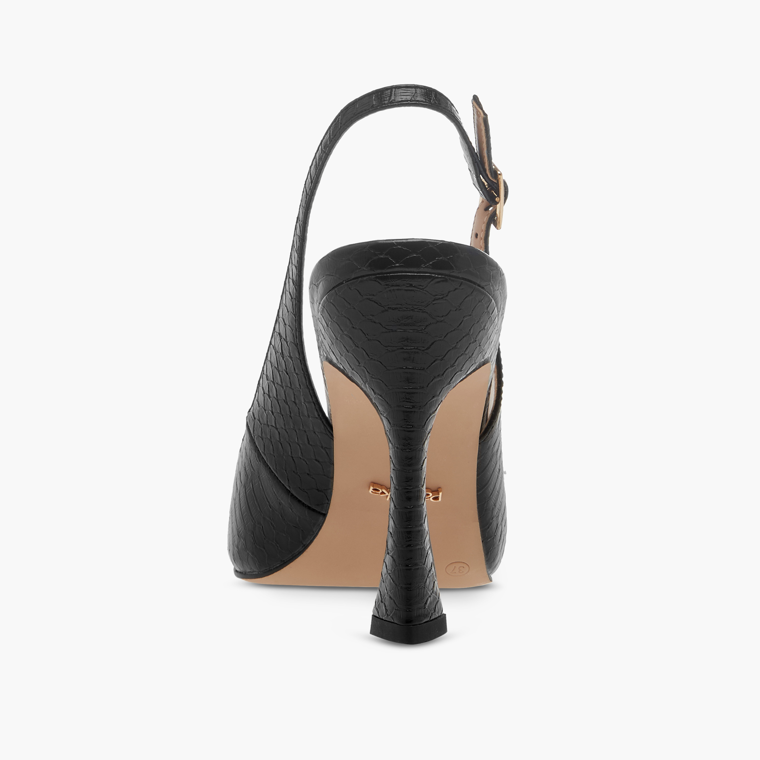Paprika Pointed Toe Slingback Shoes with Buckle Closure and Stiletto Heels-women-shoes-sandals-heeled-image-5