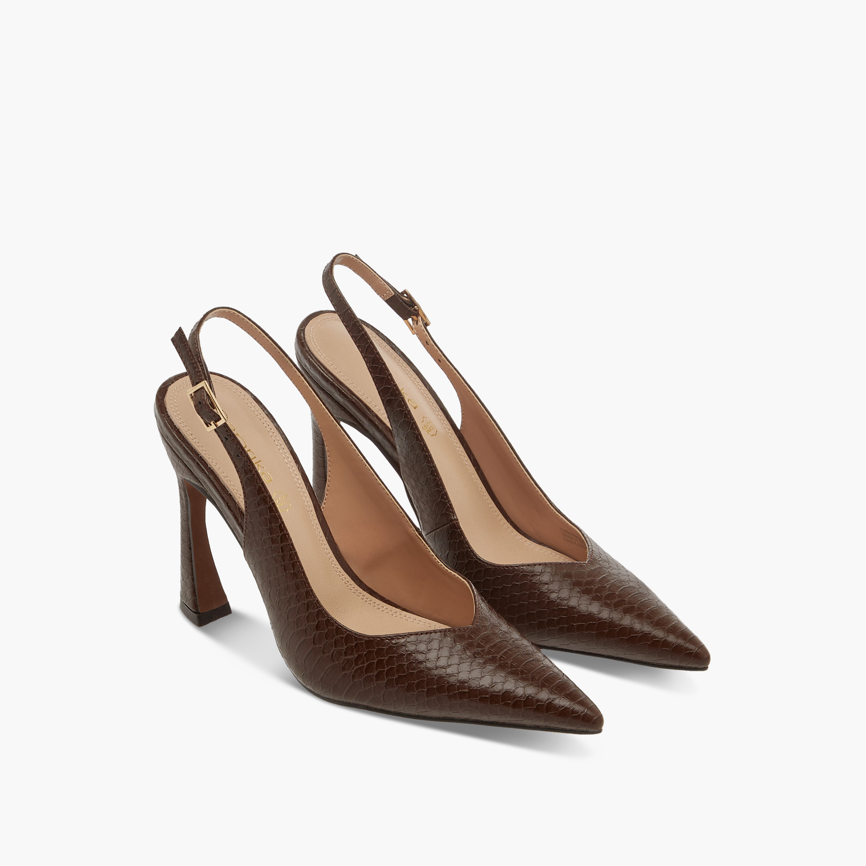 Paprika Pointed Toe Slingback Shoes with Buckle Closure and Stiletto Heels-women-shoes-sandals-heeled-image-1