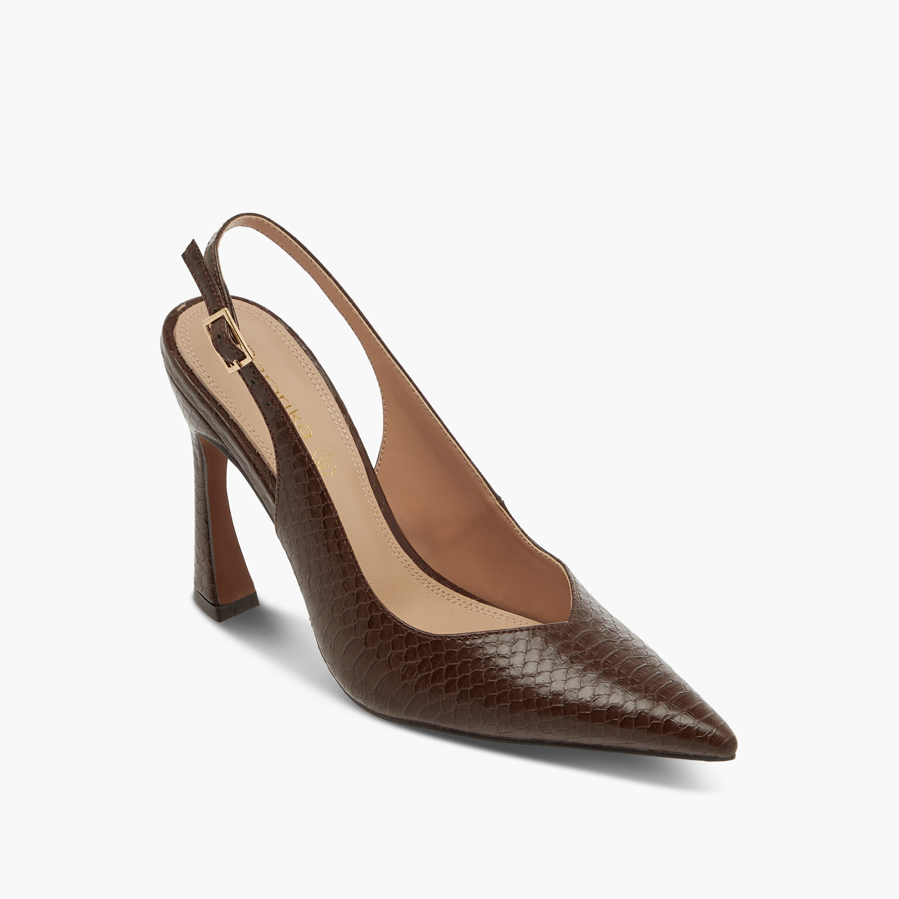 Paprika Pointed Toe Slingback Shoes with Buckle Closure and Stiletto Heels-women-shoes-sandals-heeled-image-2