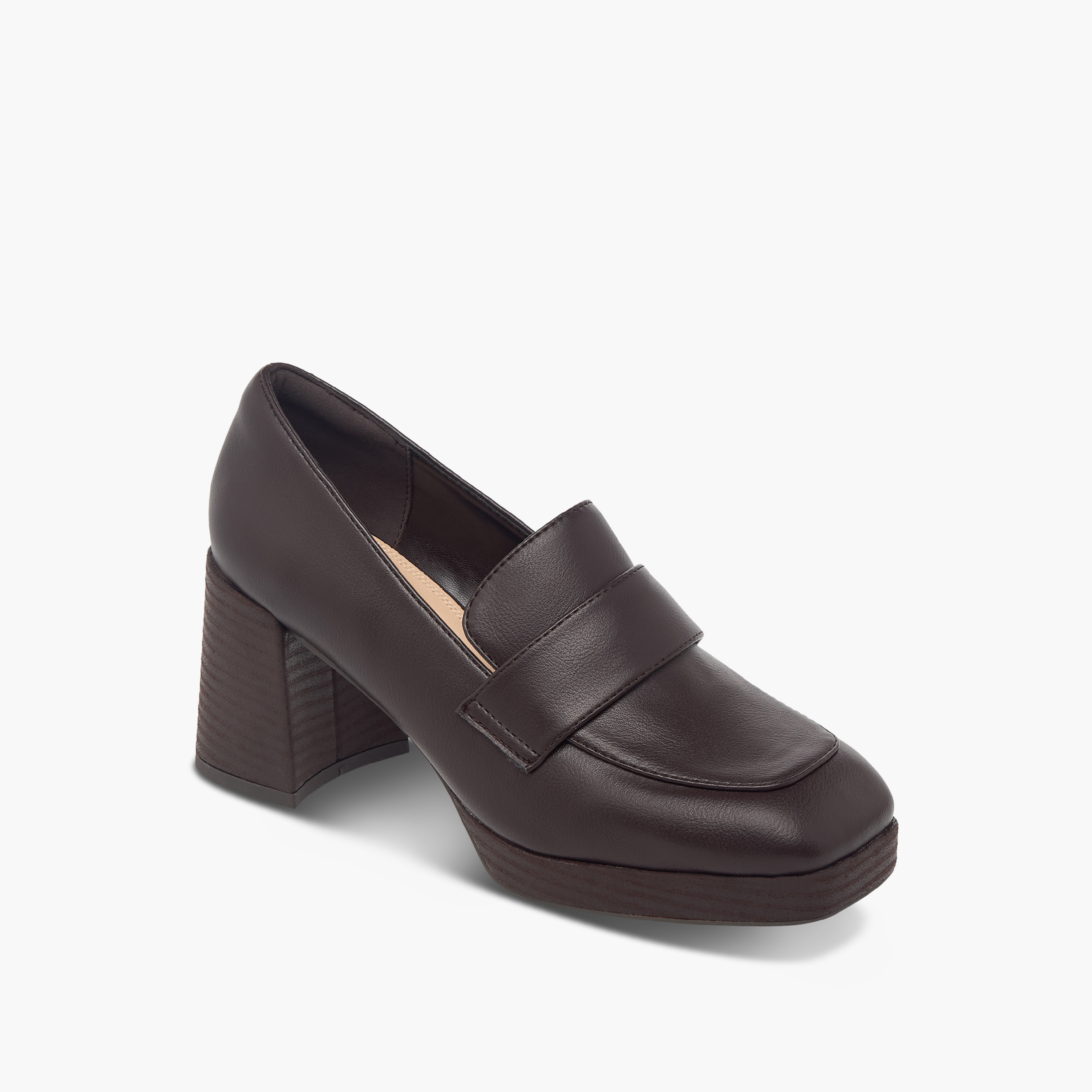 Paprika Solid Slip-On Loafers with Block Heels-women-shoes-heels-image-2