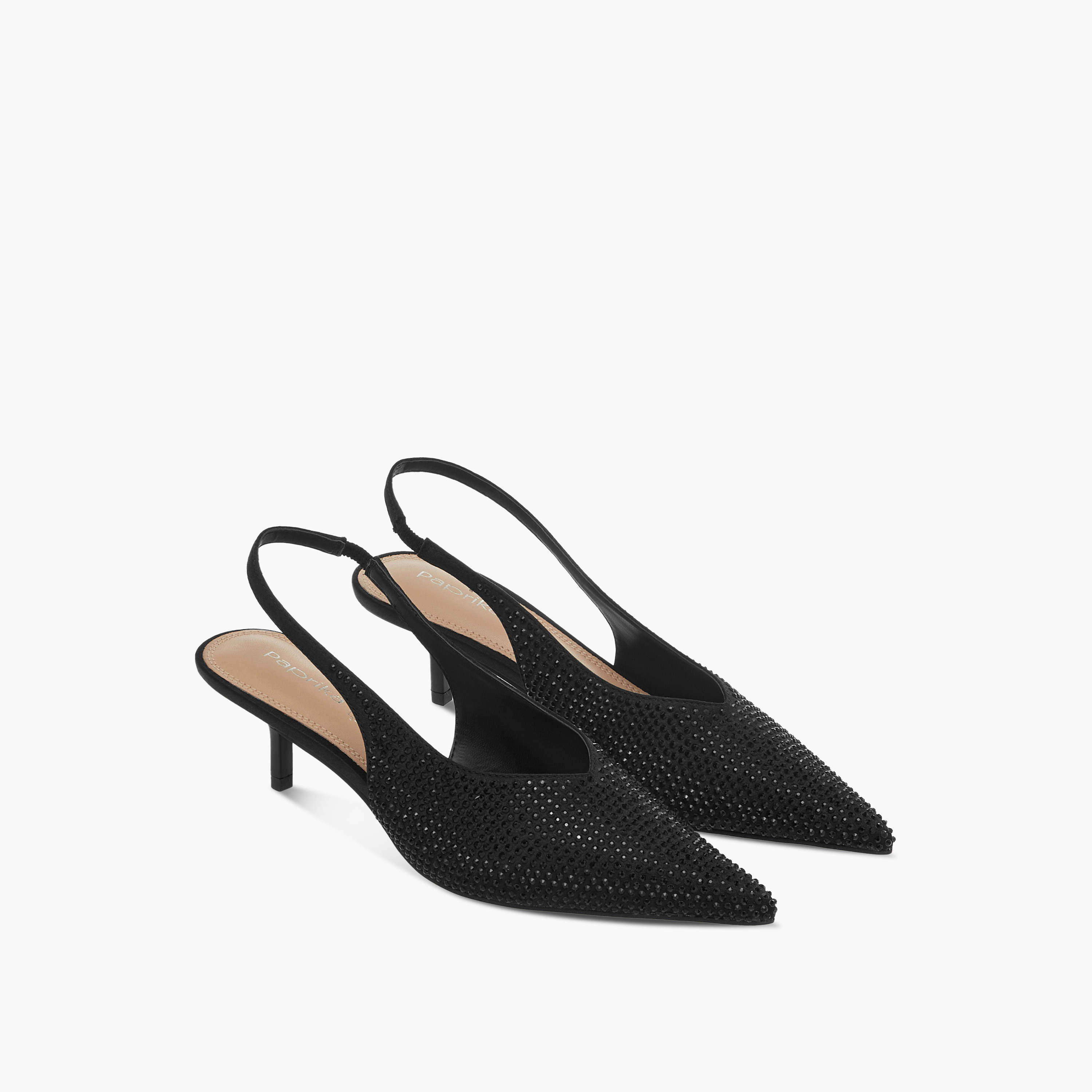 Paprika Embellished Pointed Toe Slingback Shoes with Kitten Heels-women-shoes-sandals-heeled-image-1