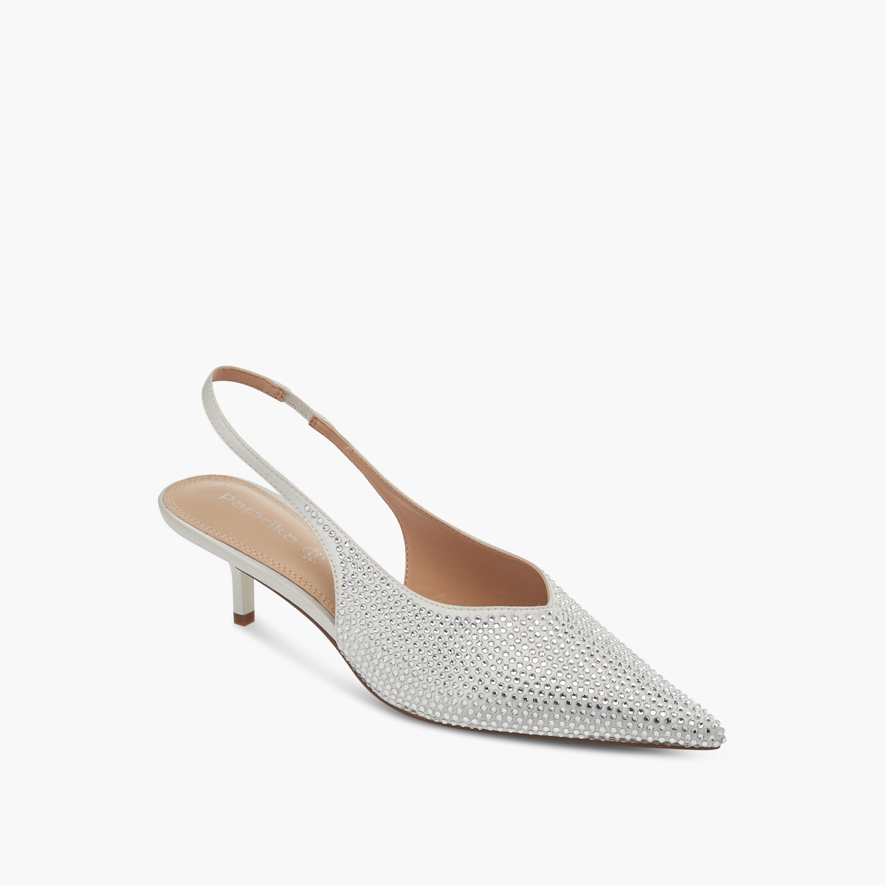 Paprika Embellished Pointed Toe Slingback Shoes with Kitten Heels-women-shoes-sandals-heeled-image-2