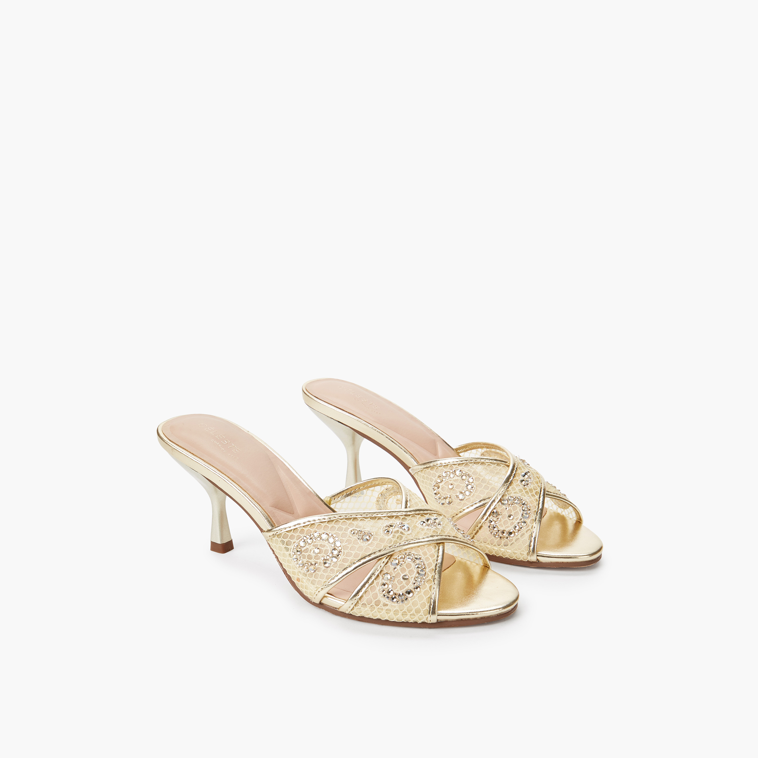 صندل بحزام متقاطع مزين للنساء من سيليست-women-shoes-sandals-heeled-image-1