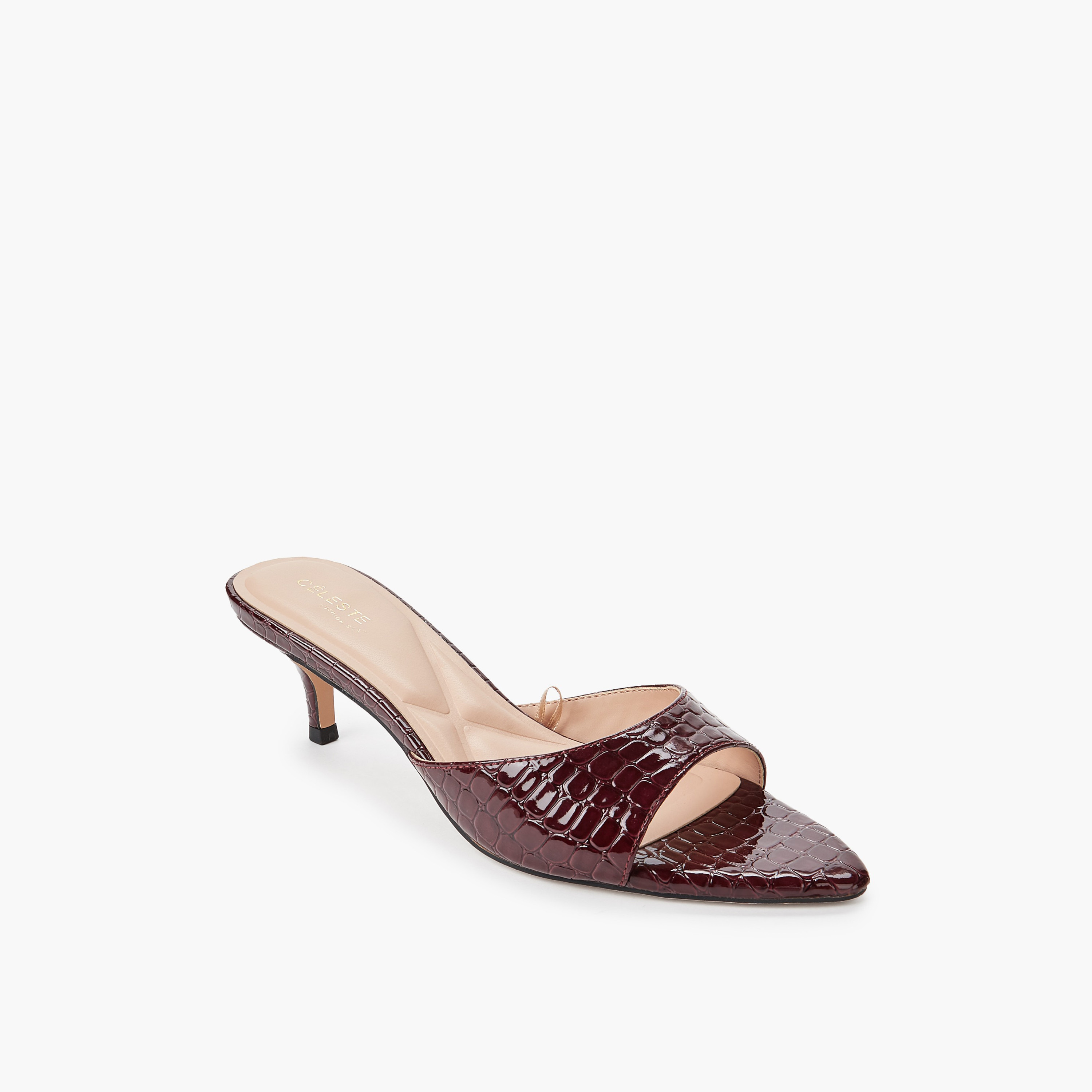Celeste Women Textured Kitten Heel Sandals-women-shoes-sandals-heeled-image-2