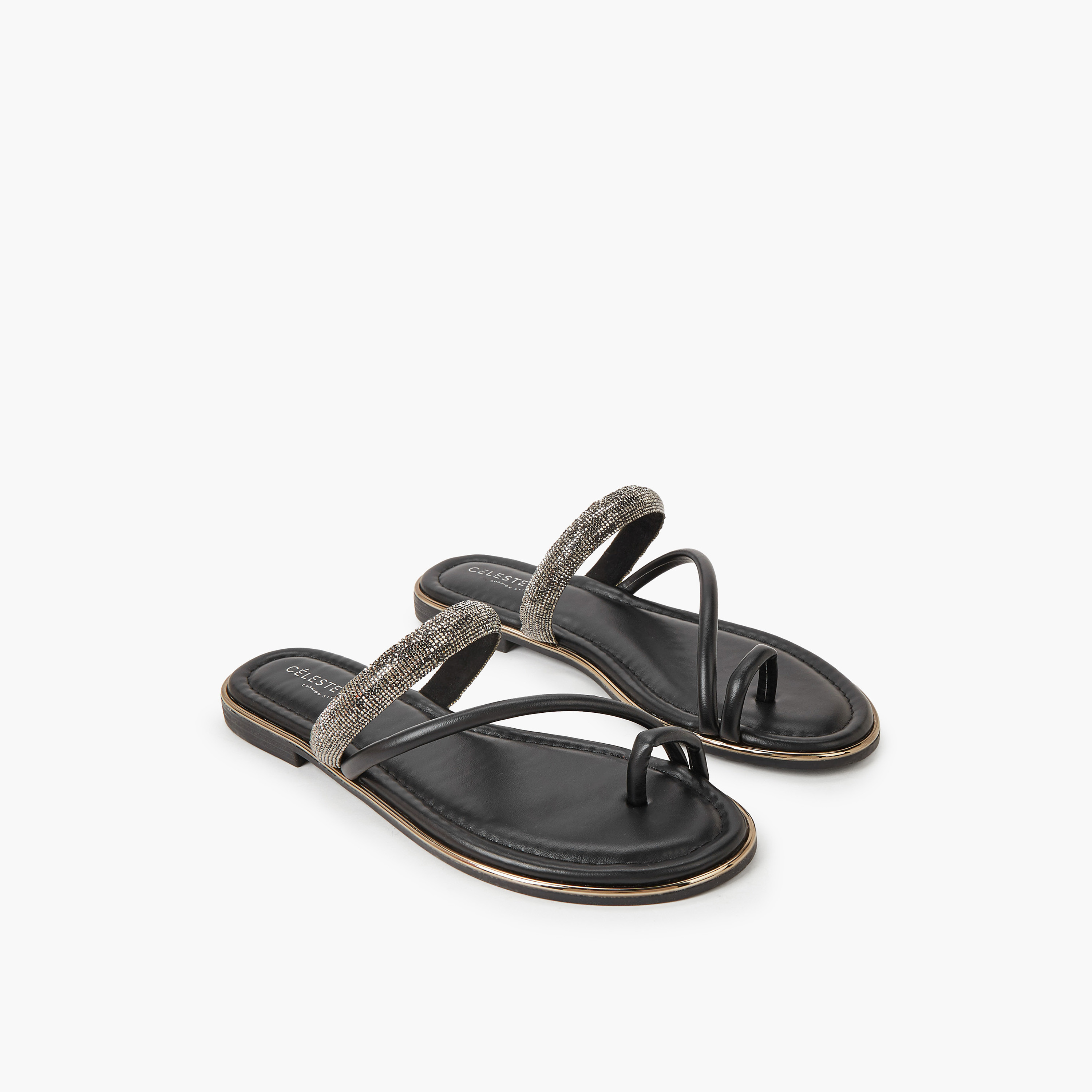 Celeste Women Stone Embellished Flat Sandals-women-shoes-flats-sandals-image-1