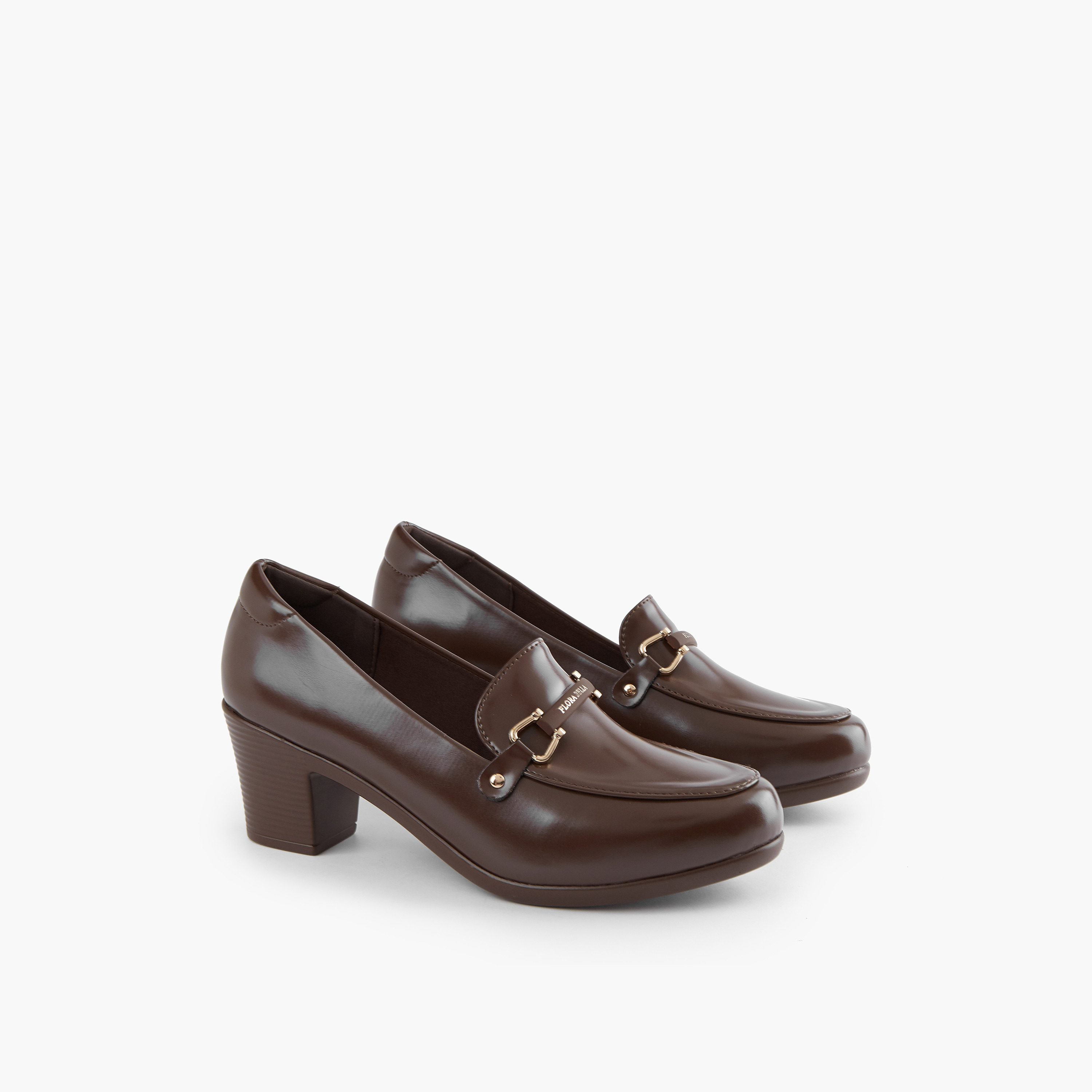 حذاء سهل الارتداء بتفاصيل محززة وكعب سميك من فلورا بيلا-women-shoes-heels-image-1