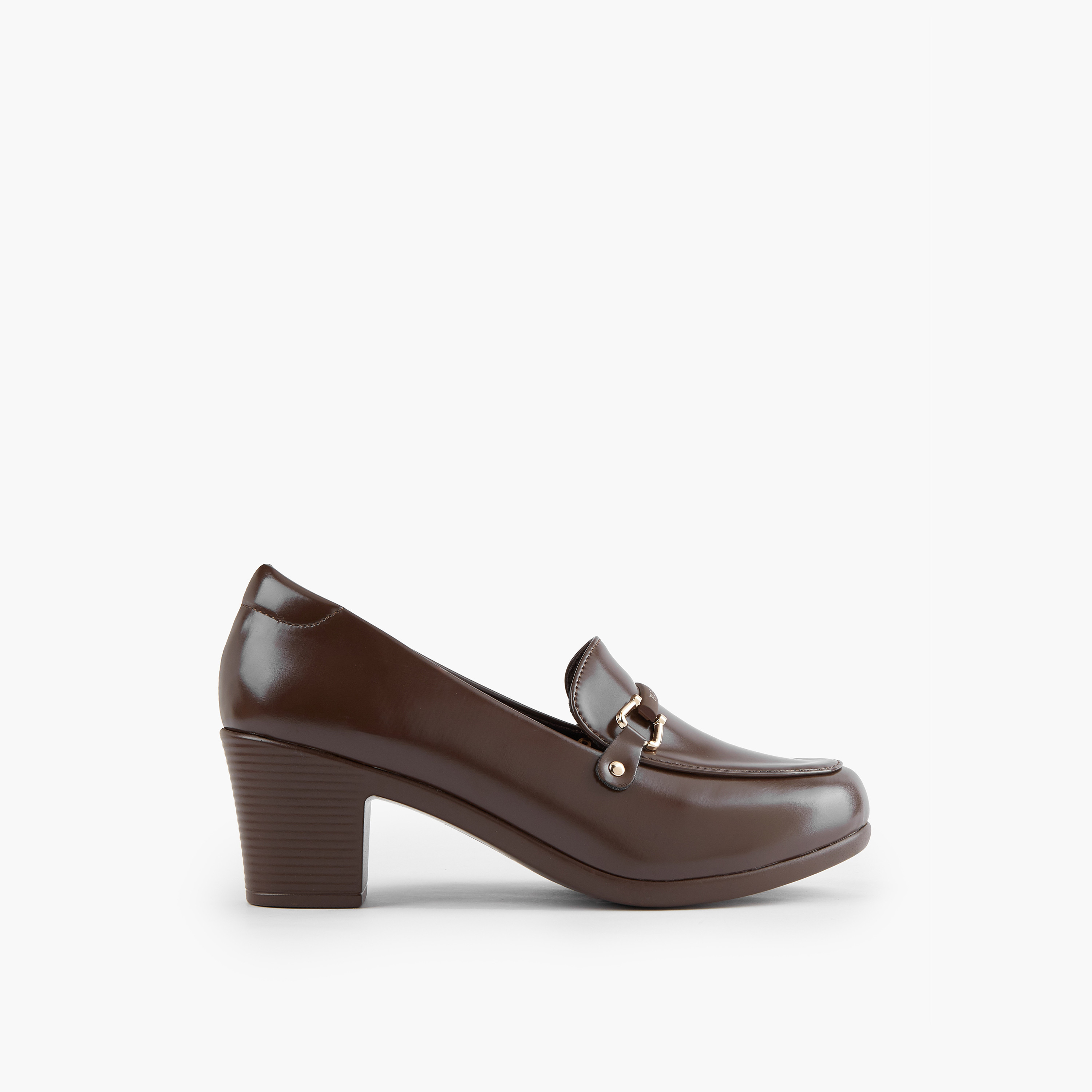حذاء سهل الارتداء بتفاصيل محززة وكعب سميك من فلورا بيلا-women-shoes-heels-image-3