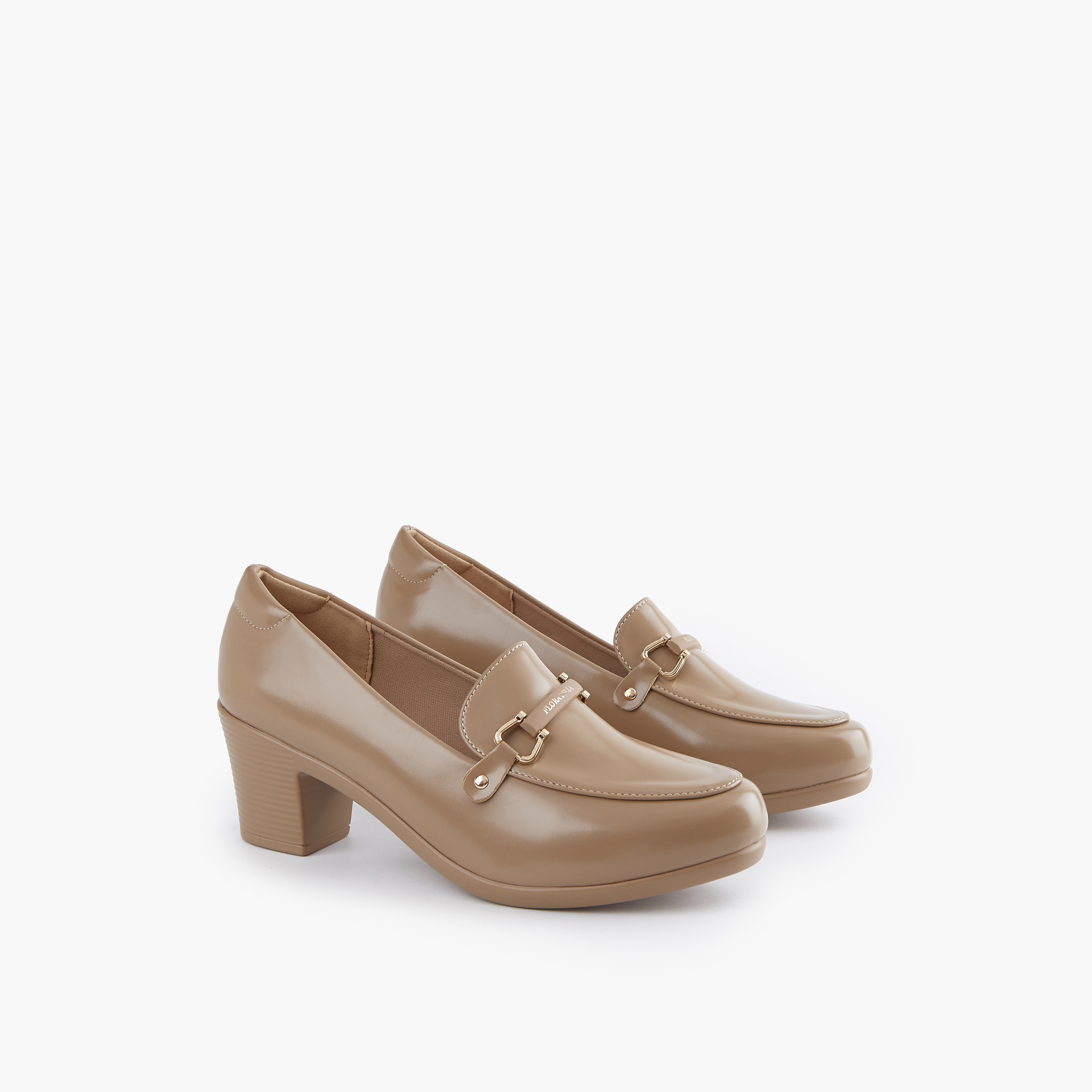 حذاء سهل الارتداء بتفاصيل محززة وكعب سميك من فلورا بيلا-women-shoes-heels-image-1