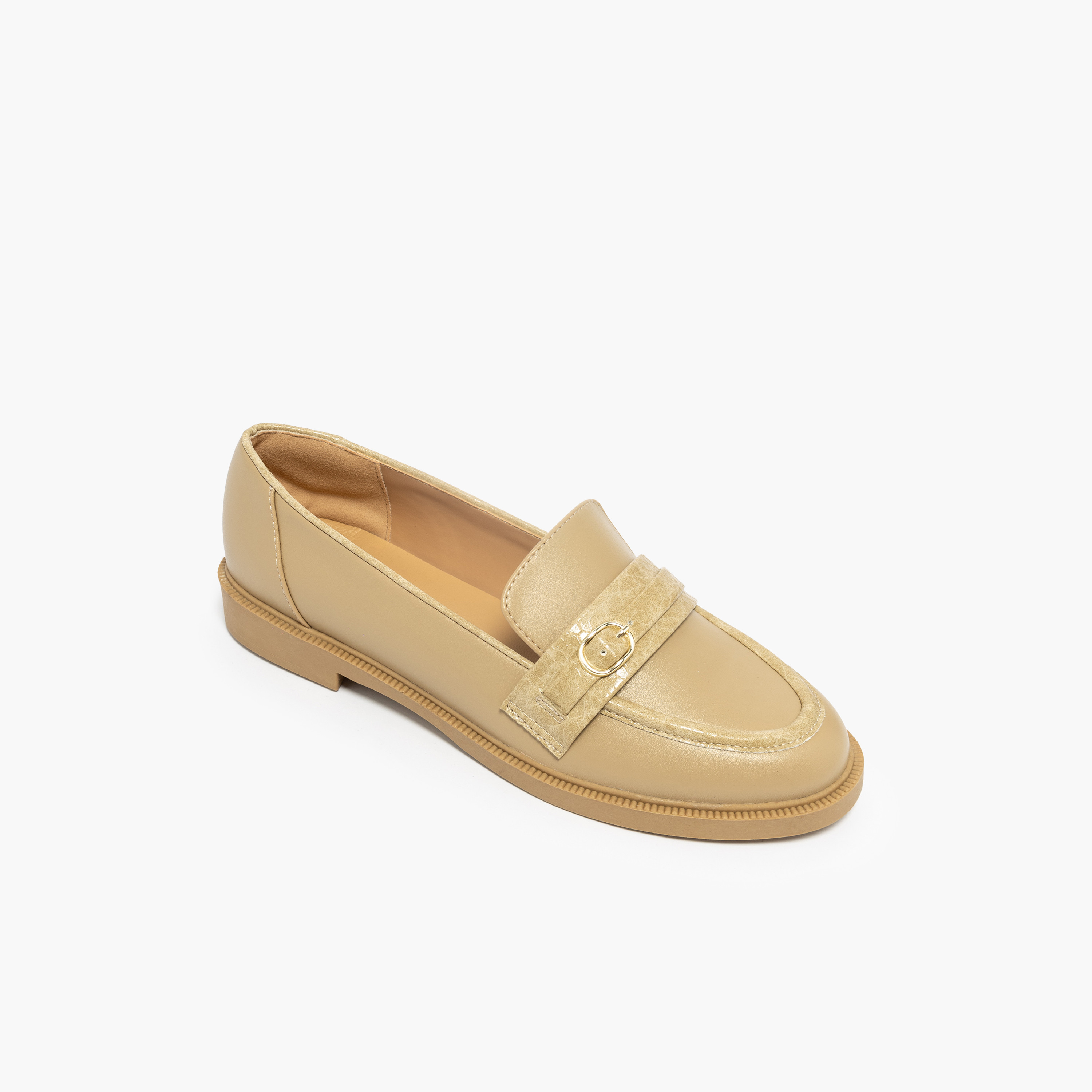 Paprika Buckle Accent Slip-On Loafers-women-shoes-loafersandmoccasins-image-2
