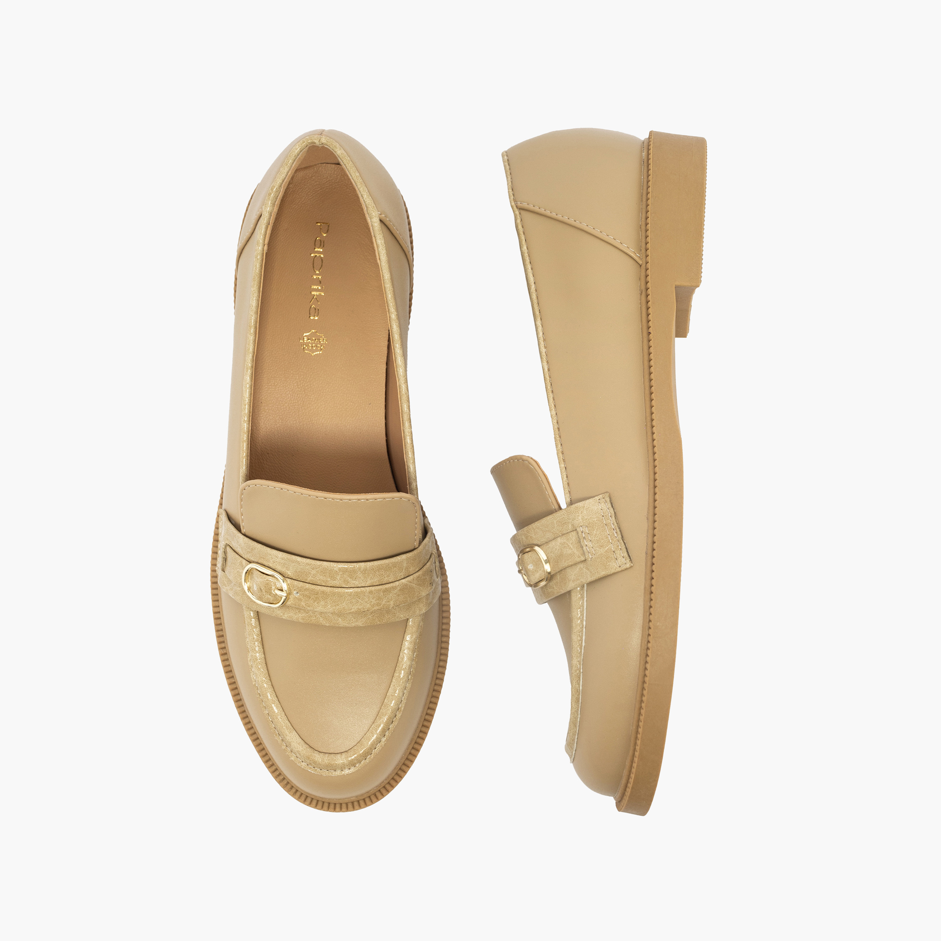 Paprika Buckle Accent Slip-On Loafers-women-shoes-loafersandmoccasins-image-1