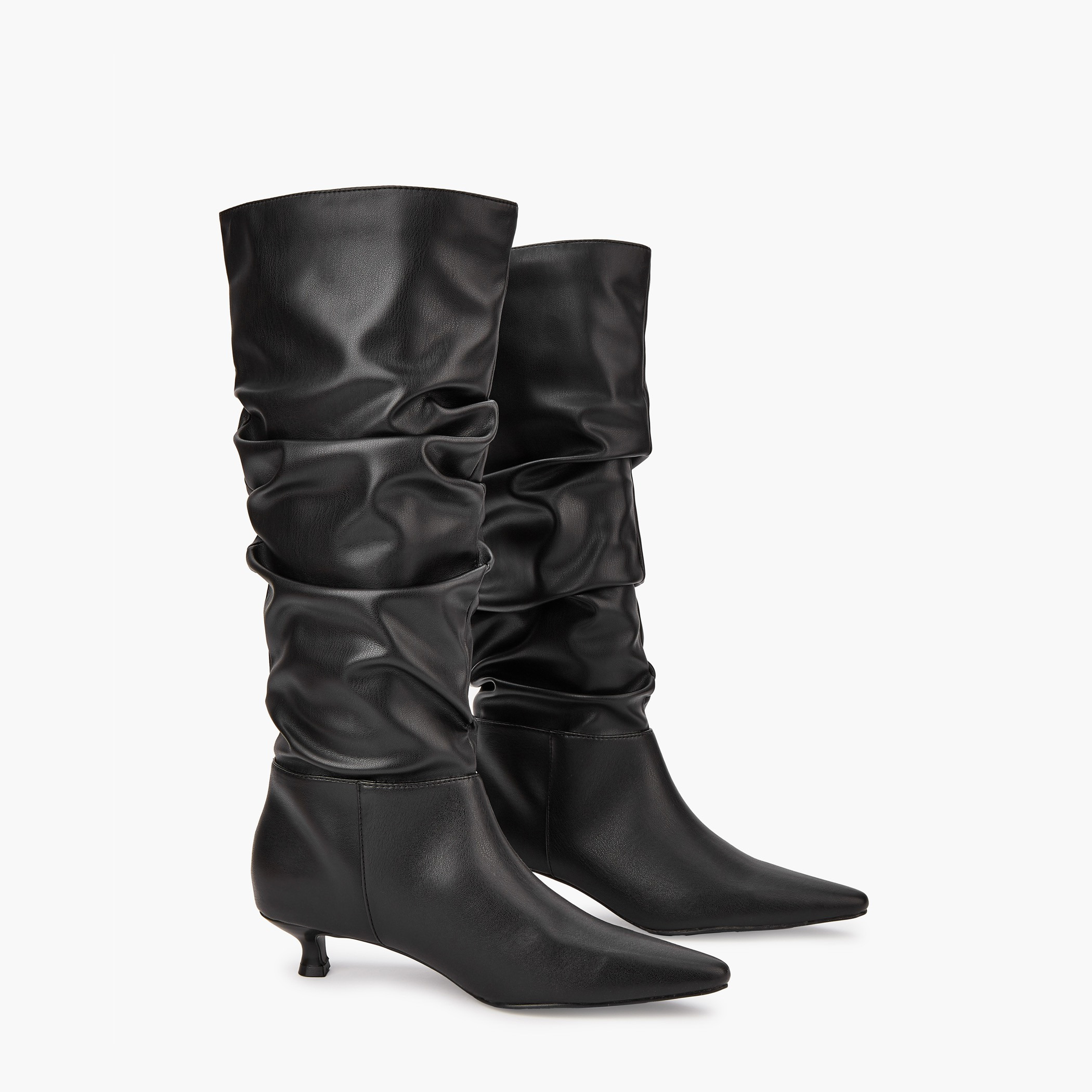Flora Bella Women's Ruched Kitten Heel High Shaft Boots-women-shoes-boots-image-1