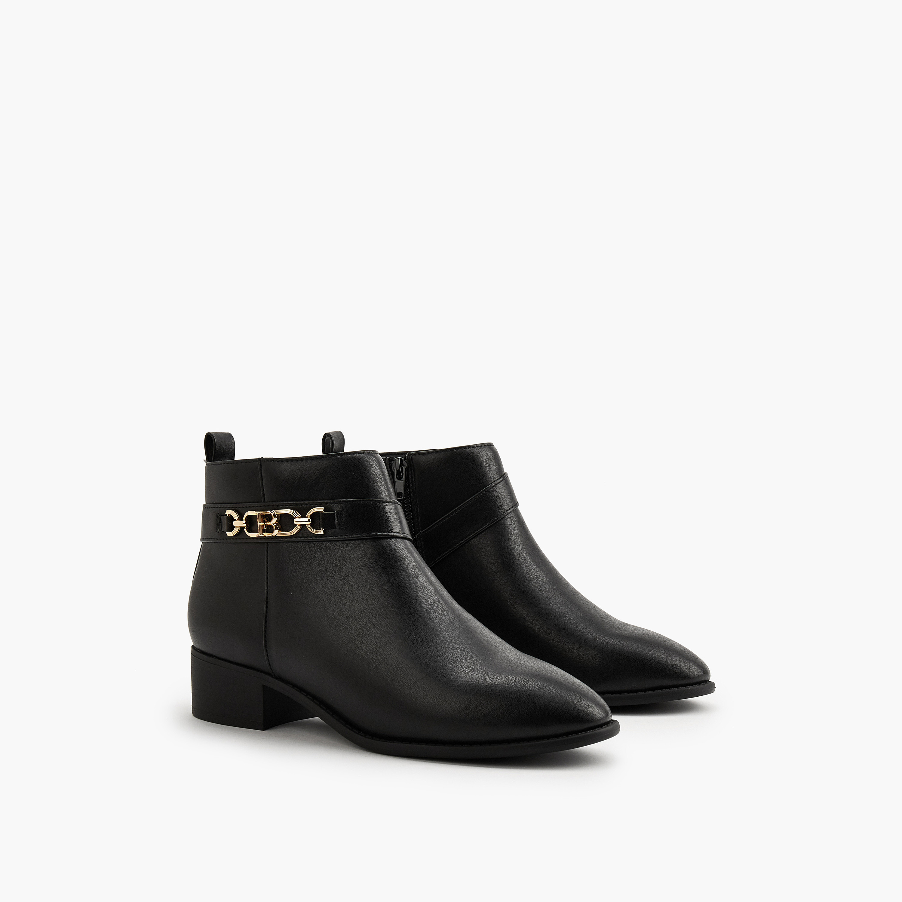 Flora Bella Chain Accent Ankle Boots with Zip Closure-women-shoes-boots-image-1