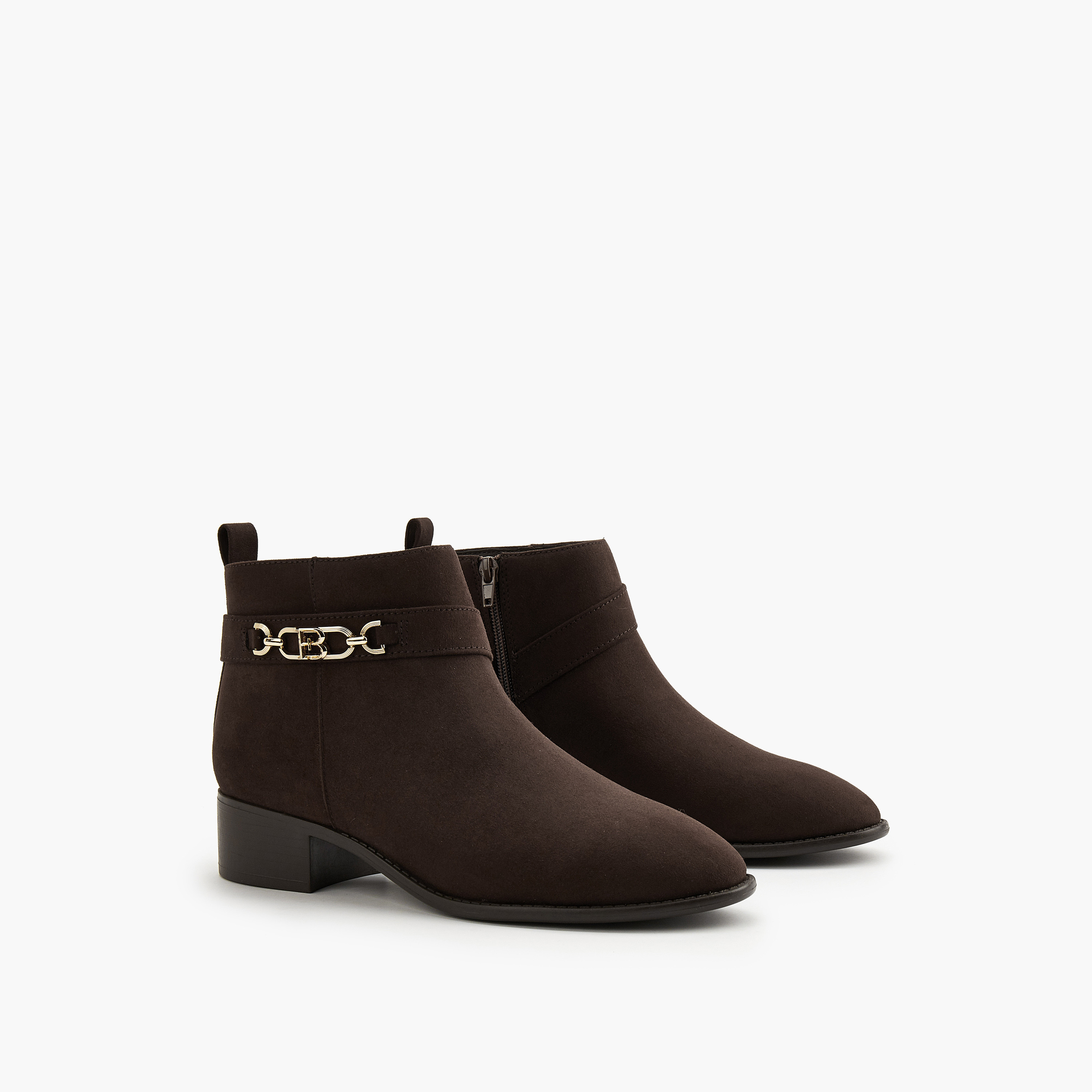 Flora Bella Chain Accent Ankle Boots with Zip Closure-women-shoes-boots-image-1