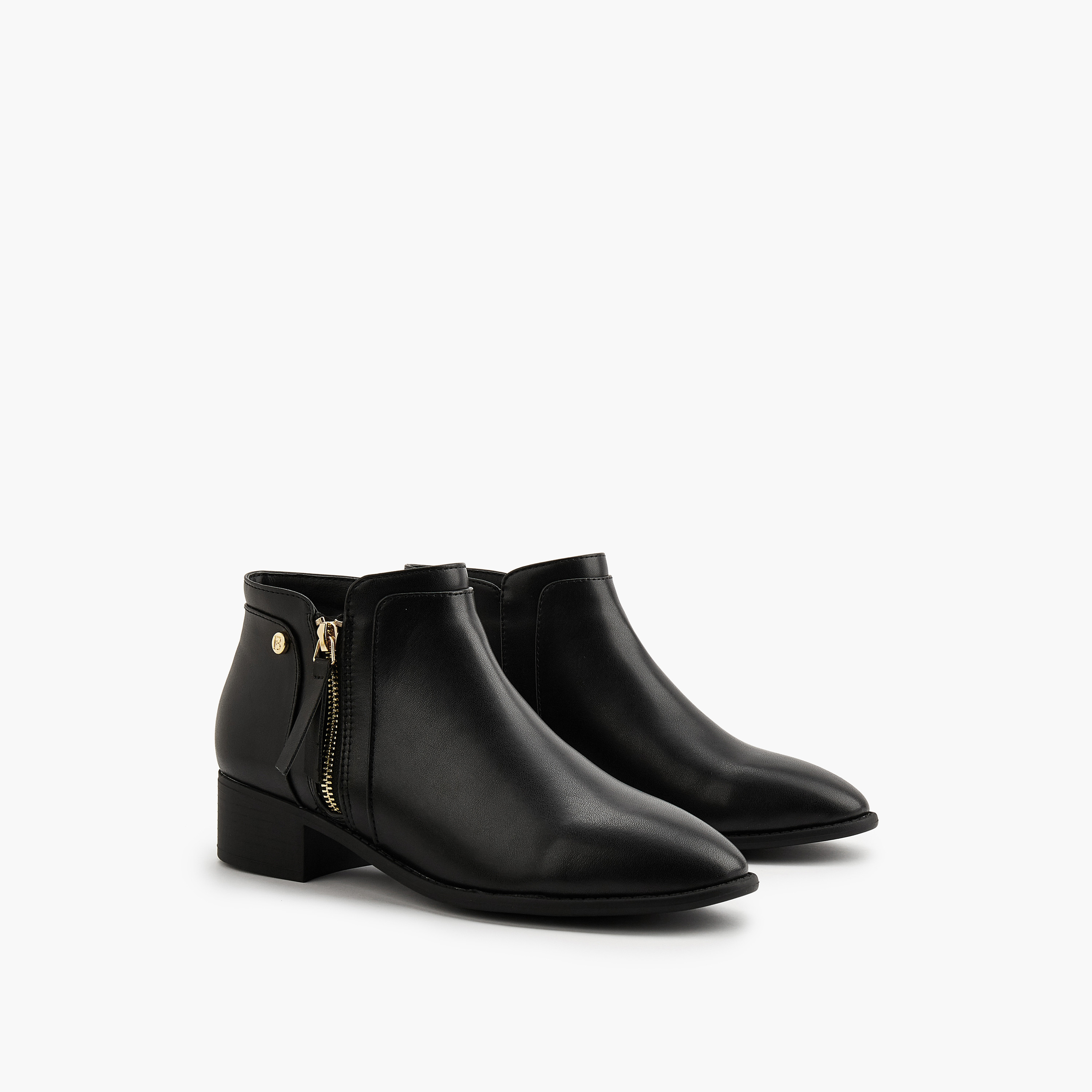 Flora Bella Solid Ankle Boots with Zip Closure-women-shoes-boots-image-1