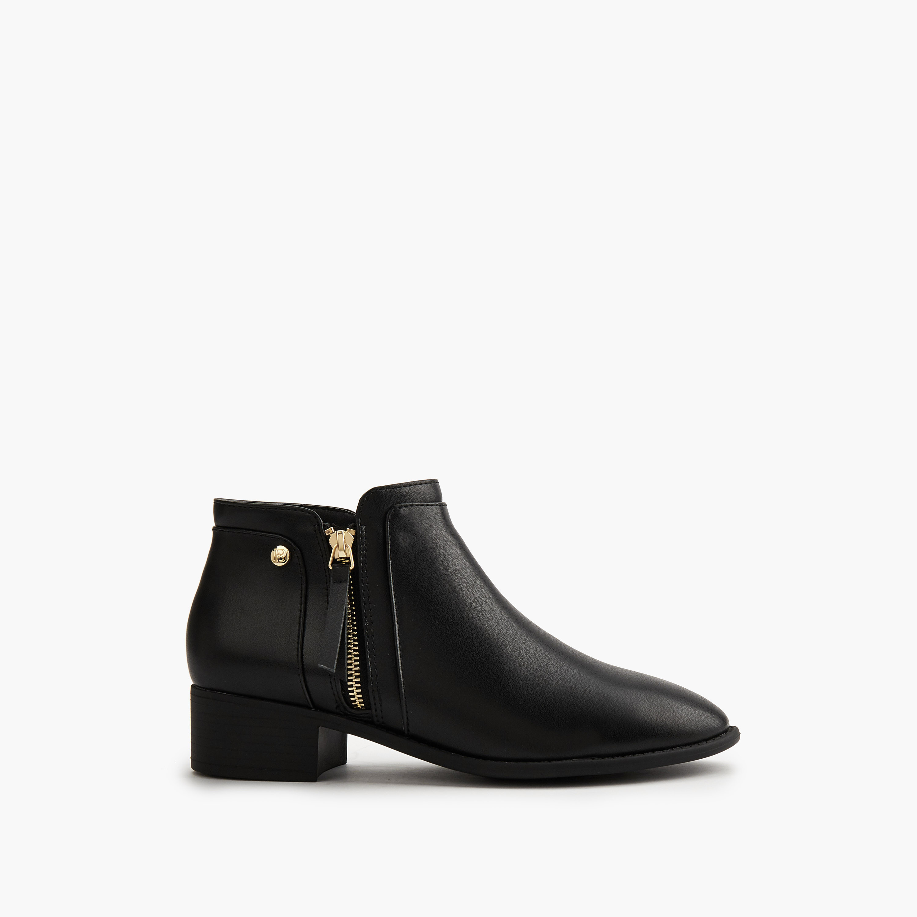 Flora Bella Solid Ankle Boots with Zip Closure-women-shoes-boots-image-2