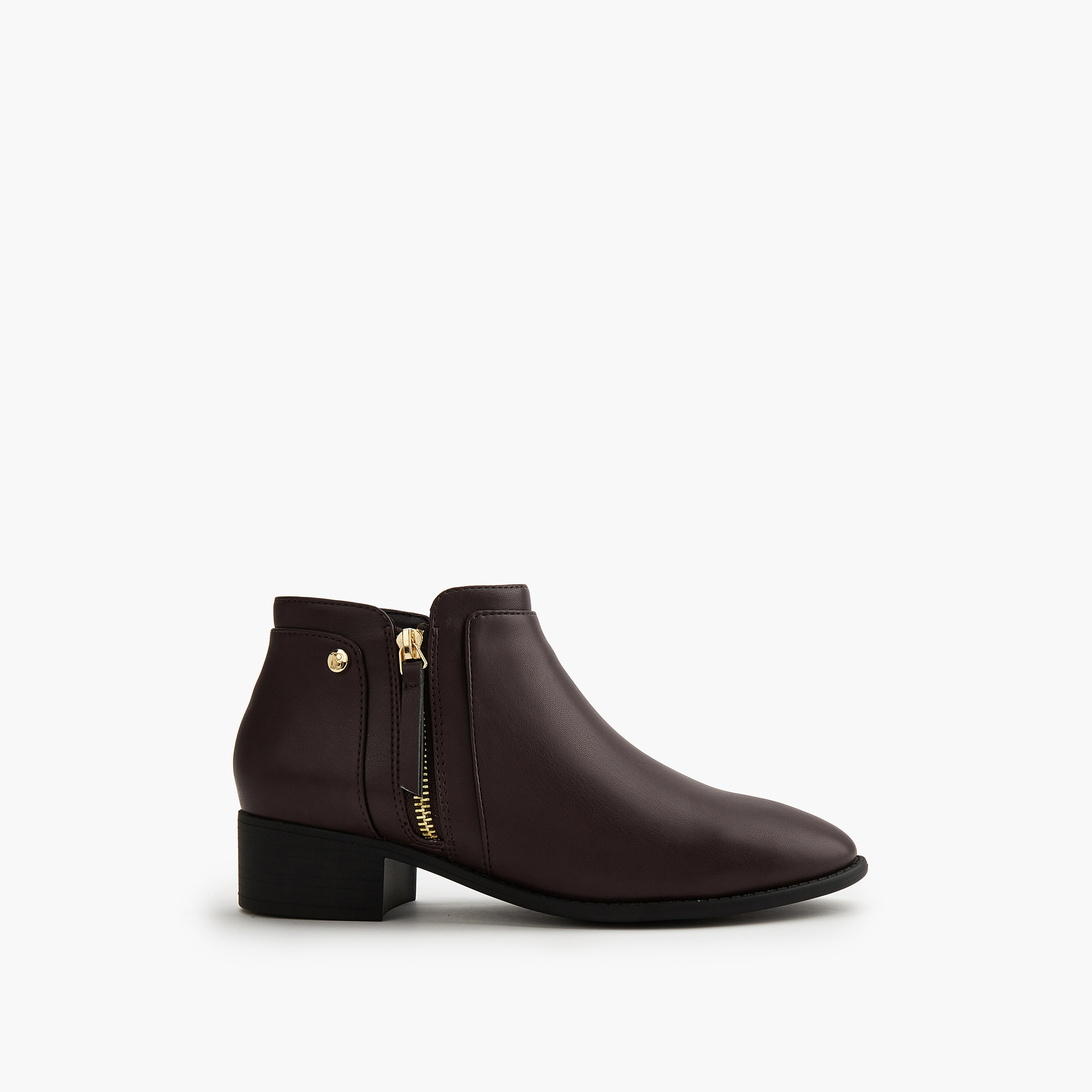 Flora Bella Solid Ankle Boots with Zip Closure-women-shoes-boots-image-2