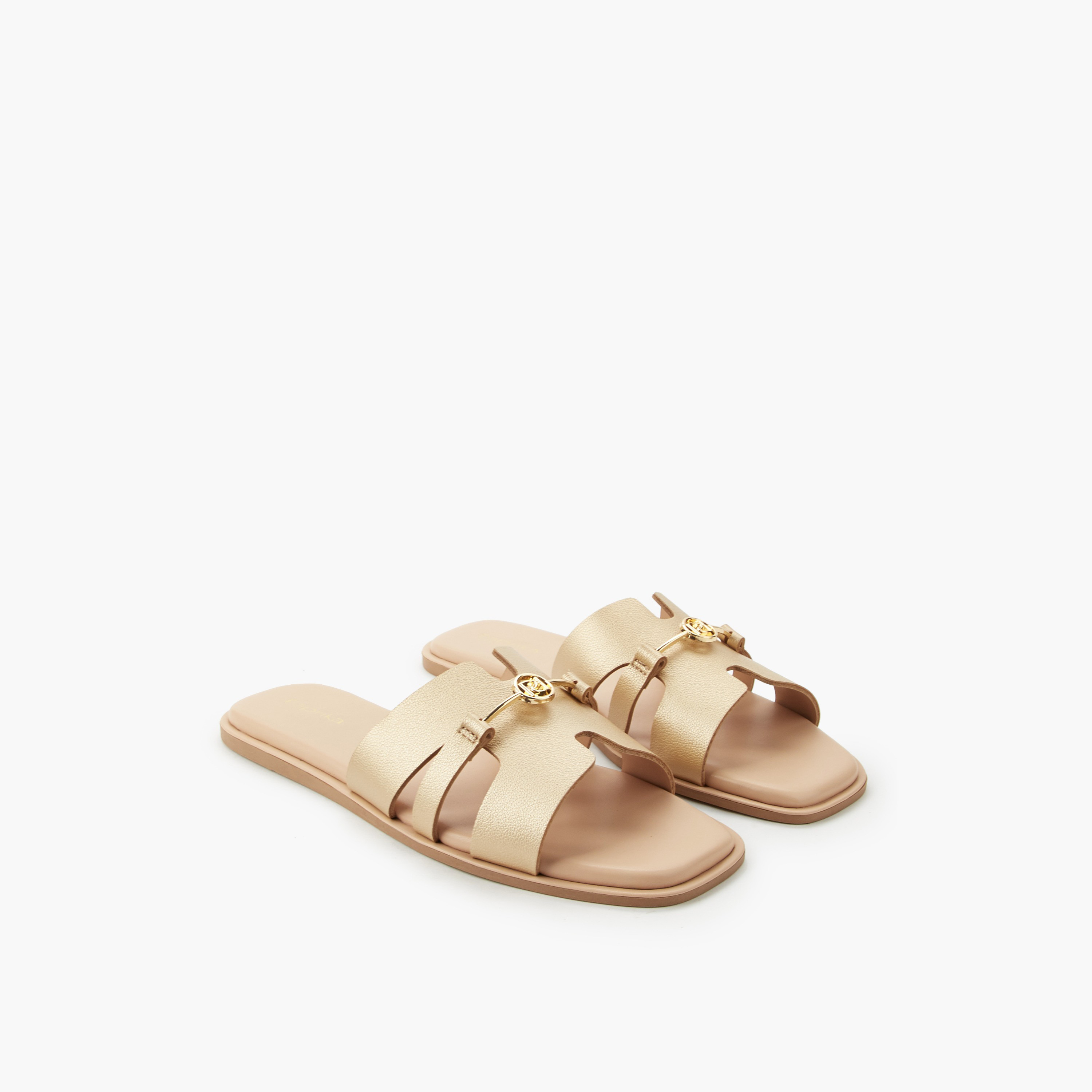 Paprika Women Metallic Accent Slide Sandals-women-shoes-flats-sandals-image-1