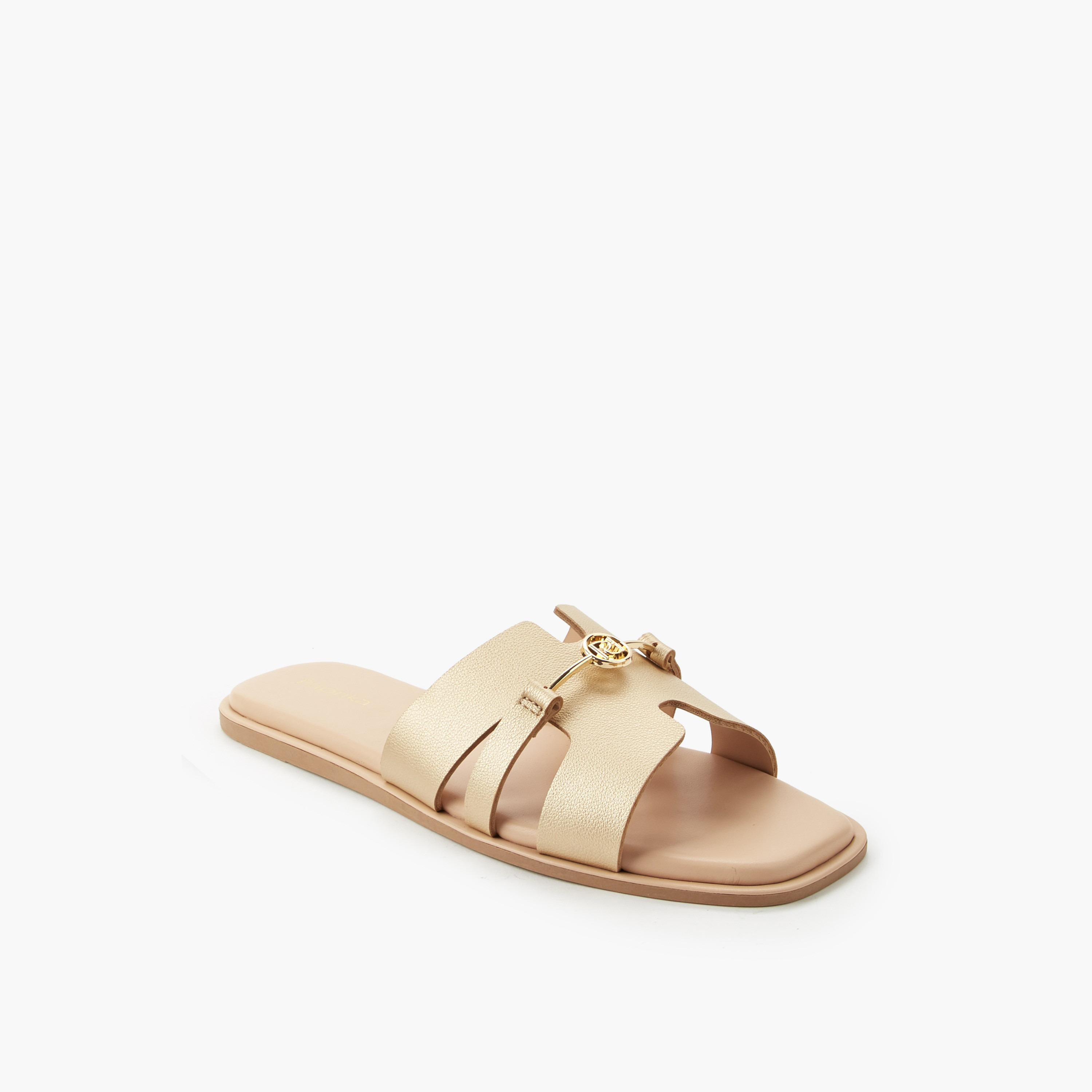 Paprika Women Metallic Accent Slide Sandals-women-shoes-flats-sandals-image-2