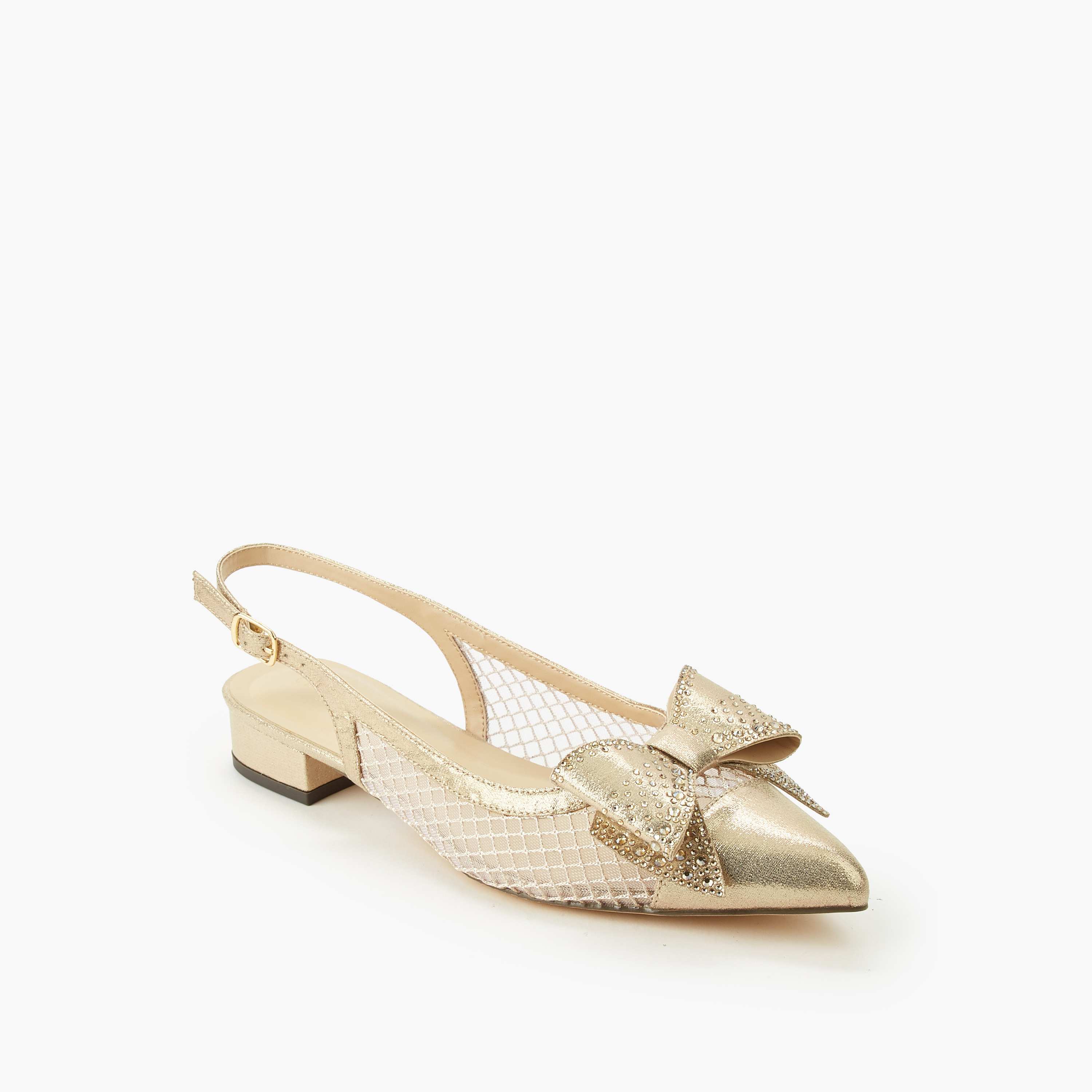 حذاء بمقدمة مدببة وإبزيم إغلاق وتزيينات فيونكة للنساء من سيليست-women-shoes-sandals-heeled-image-2