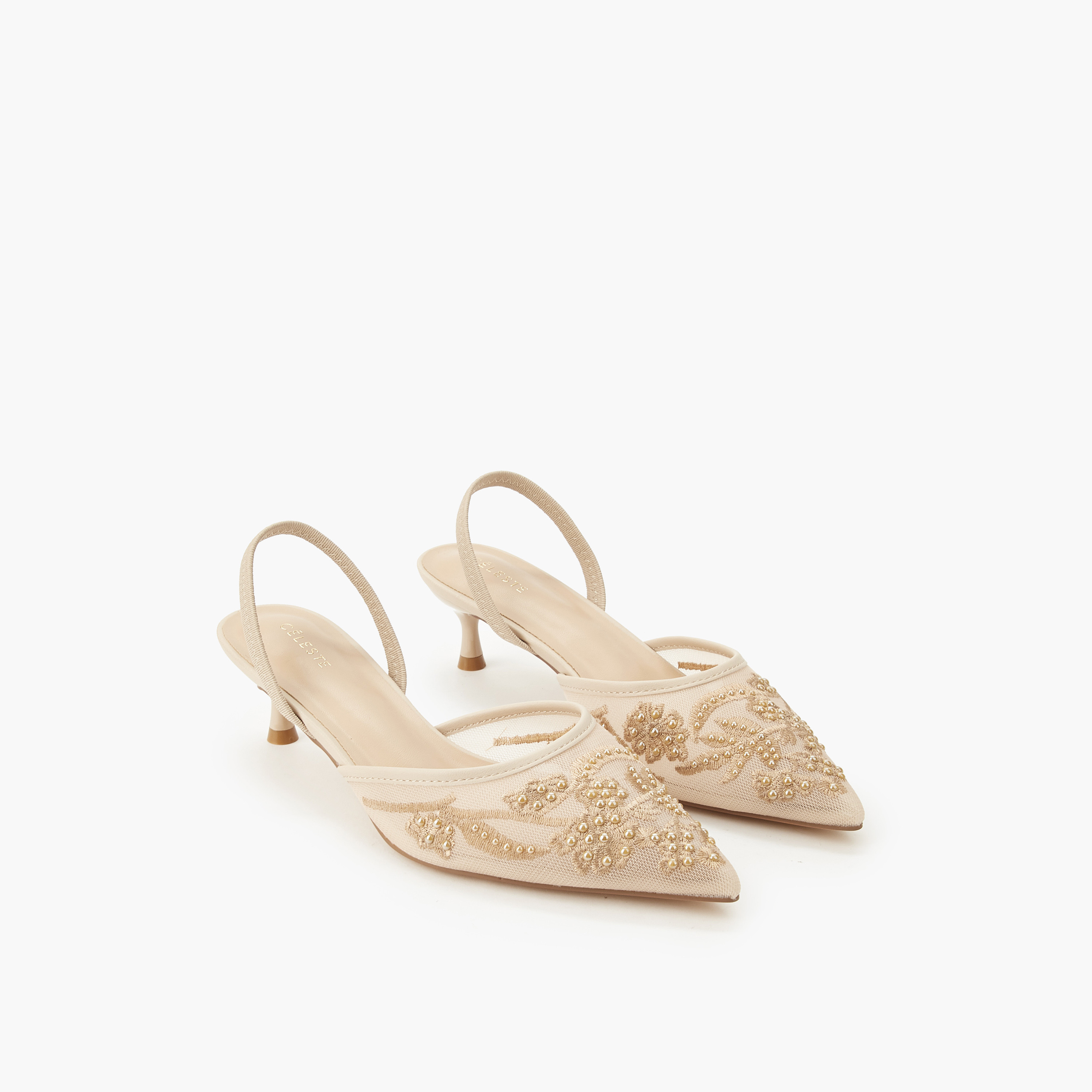 حذاء بمقدمة مدببة وكعب صغير وتزيينات للنساء من سيليست-women-shoes-sandals-heeled-image-1