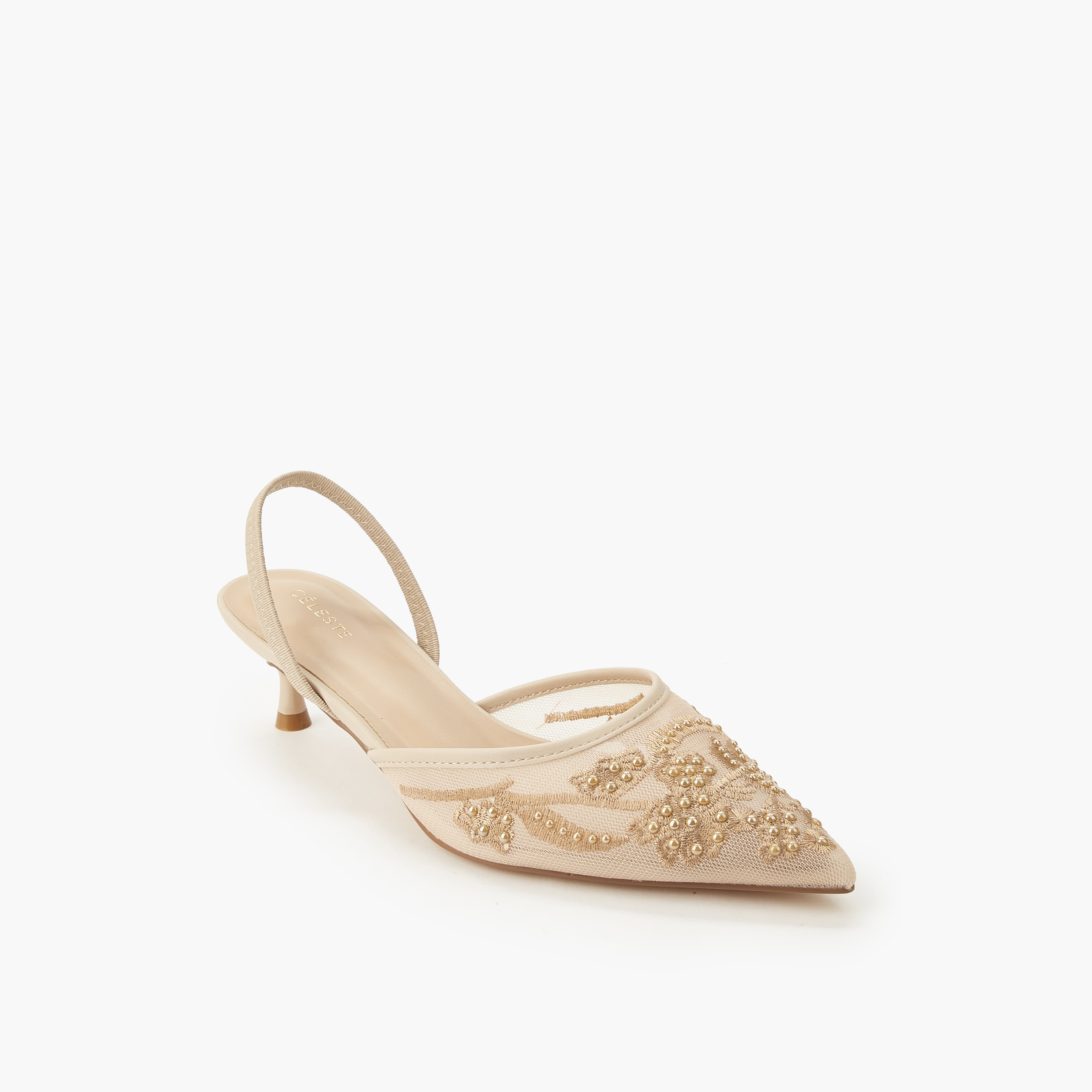حذاء بمقدمة مدببة وكعب صغير وتزيينات للنساء من سيليست-women-shoes-sandals-heeled-image-2