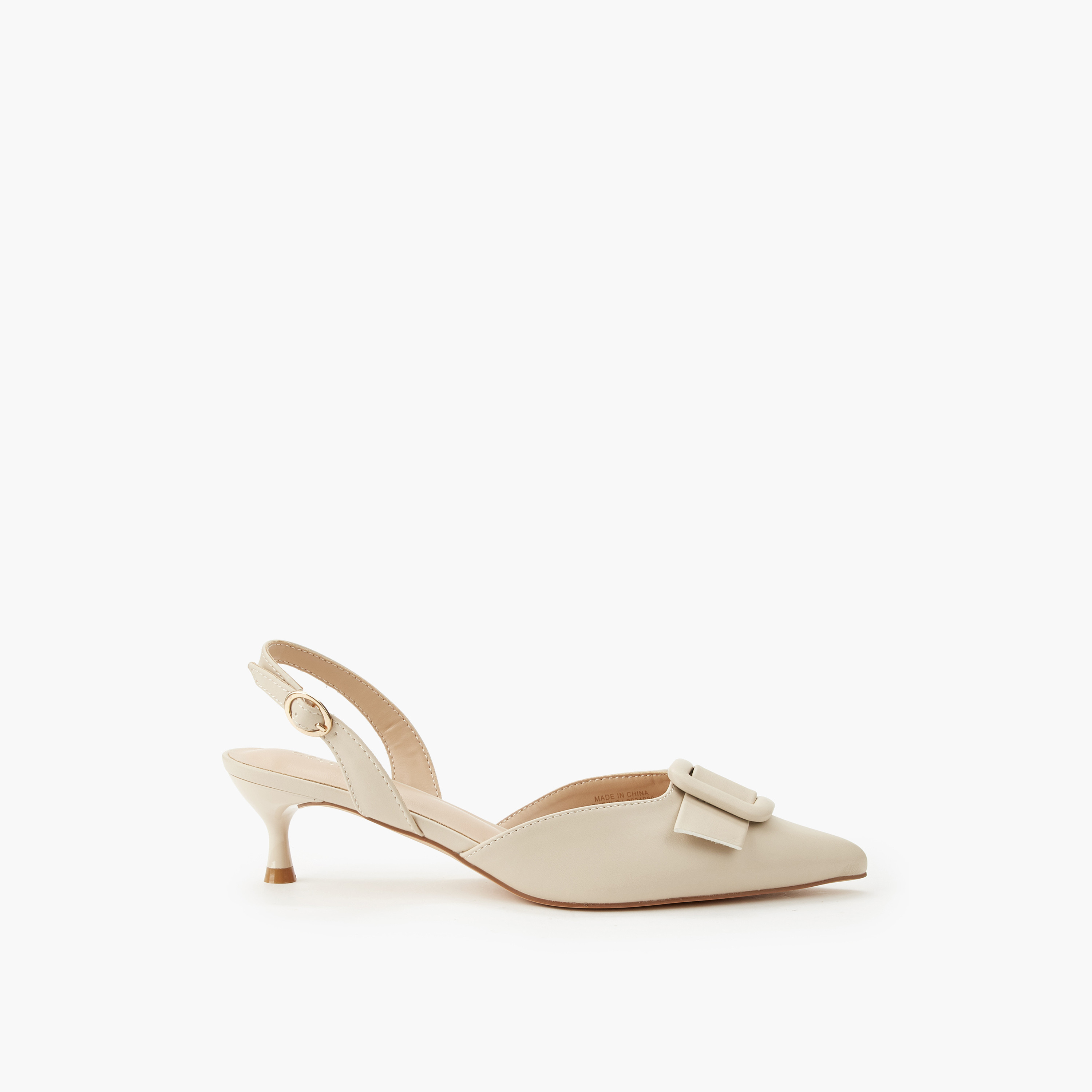 Celeste Women Buckle Detail Kitten Heel Pointed Toe Shoes-women-shoes-sandals-heeled-image-3