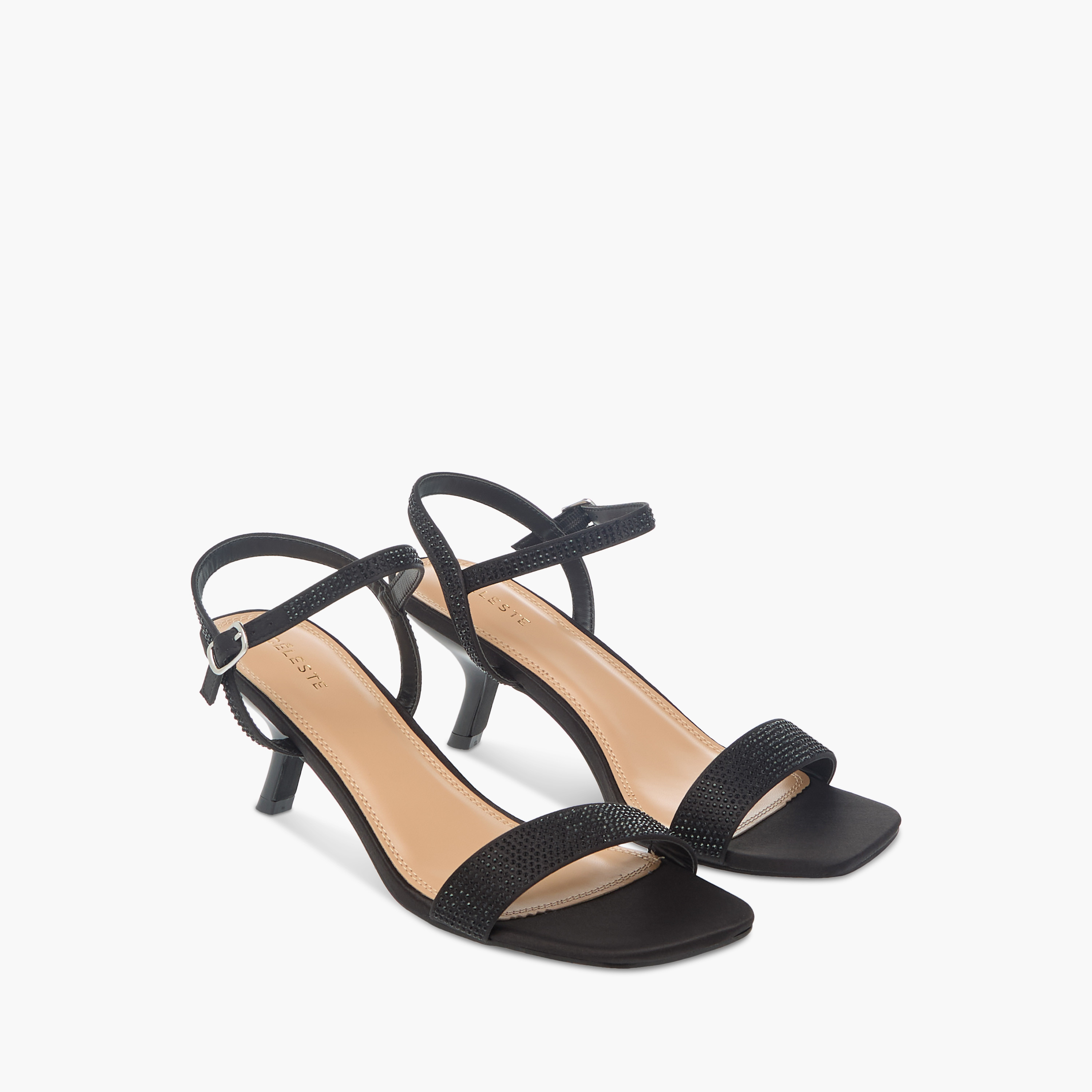 Celeste Women's Embellished Sandals with Kitten Heels and Buckle Closure-women-shoes-sandals-heeled-image-1