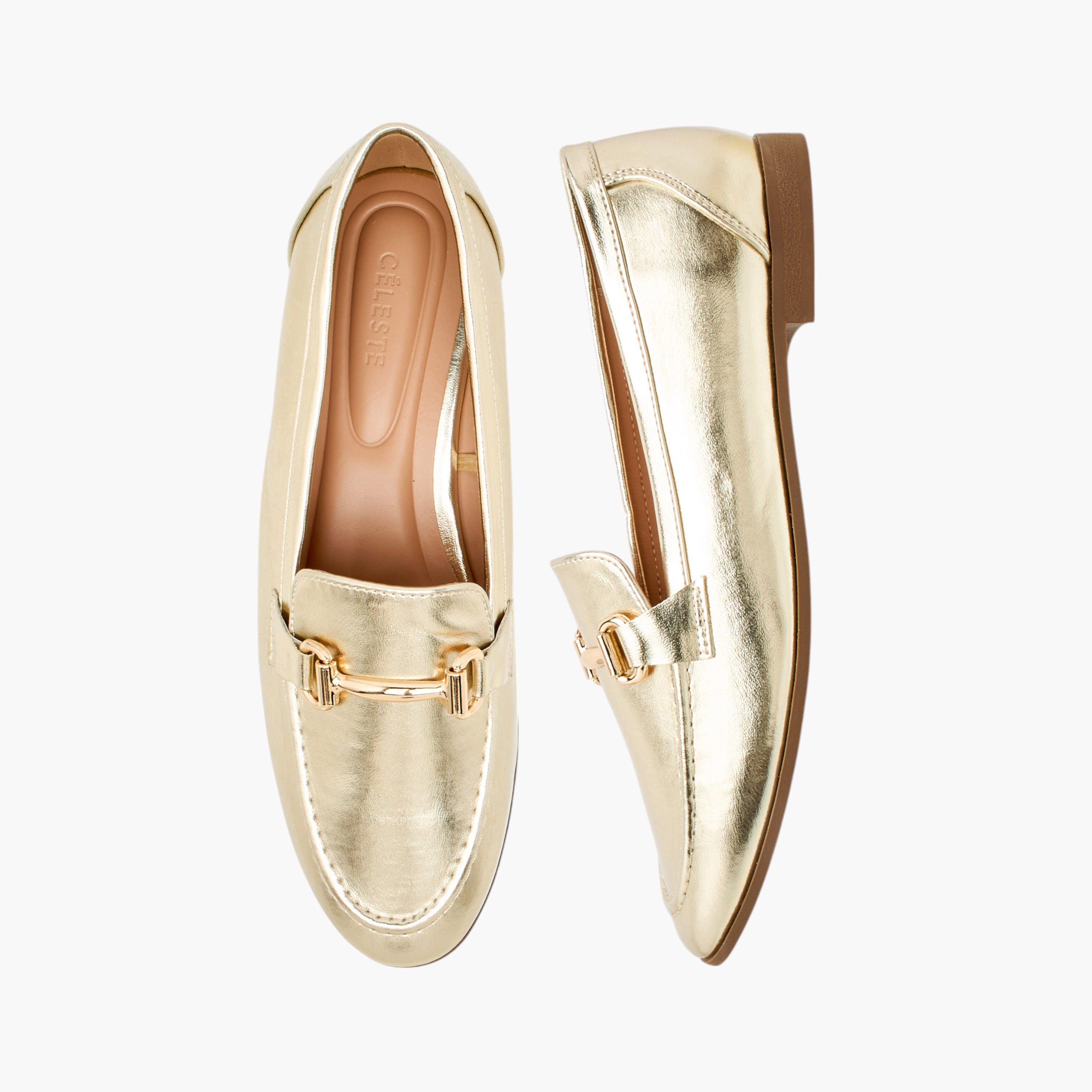 Celeste Women's Metallic Pointed Toe Loafers with Metal Accent-women-shoes-loafersandmoccasins-image-1