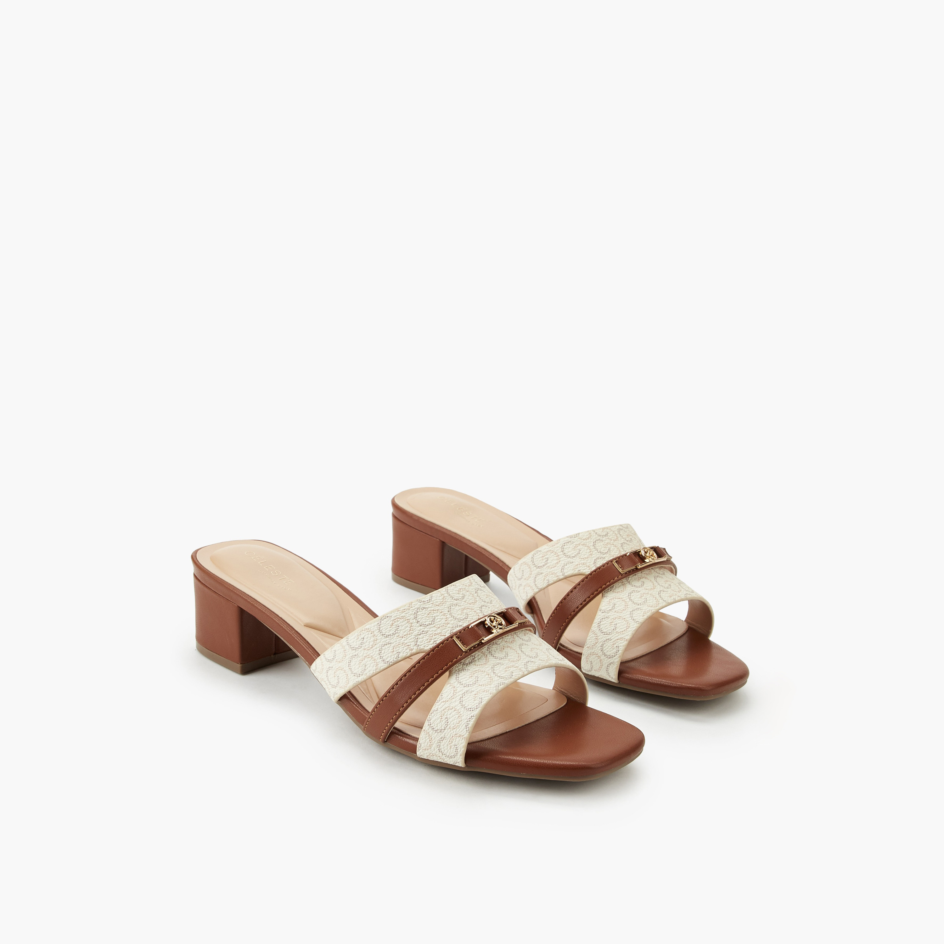 صندل بكعب عريض وطبعات مونوجرام للنساء من سيليست-women-shoes-sandals-heeled-image-1