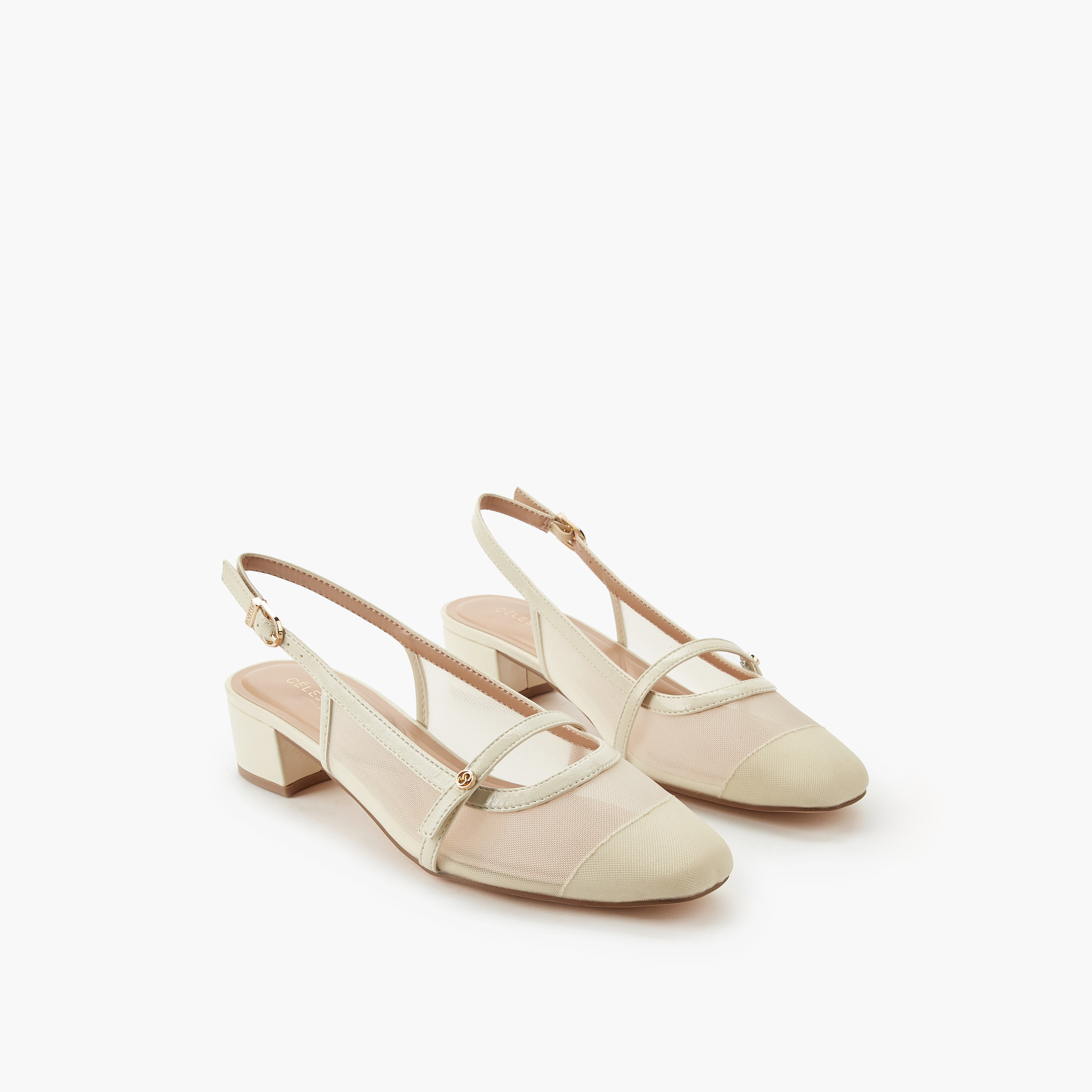 حذاء بكعب عريض شبكي بارز الملمس للنساء من سيليست-women-shoes-heels-image-1