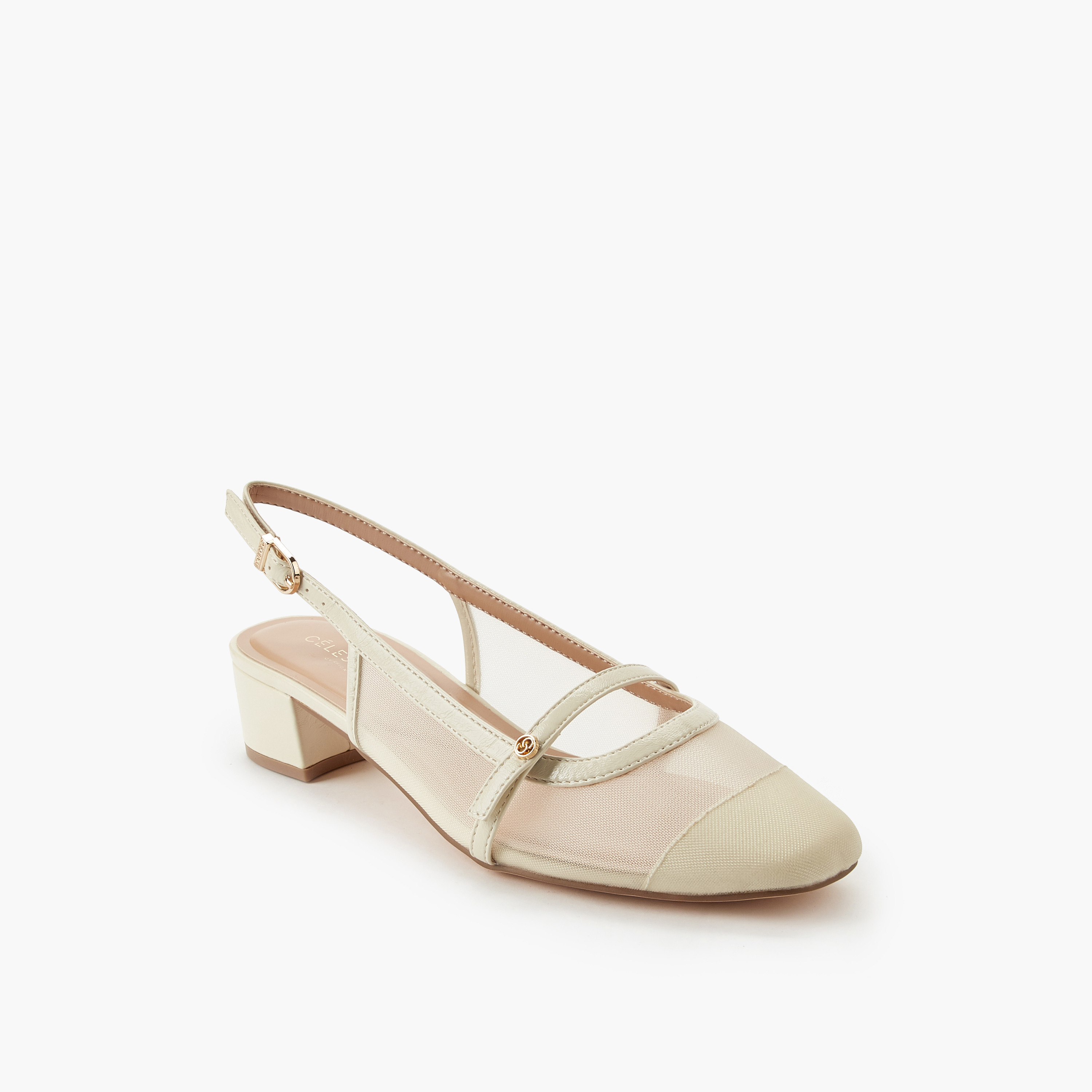 حذاء بكعب عريض شبكي بارز الملمس للنساء من سيليست-women-shoes-heels-image-2